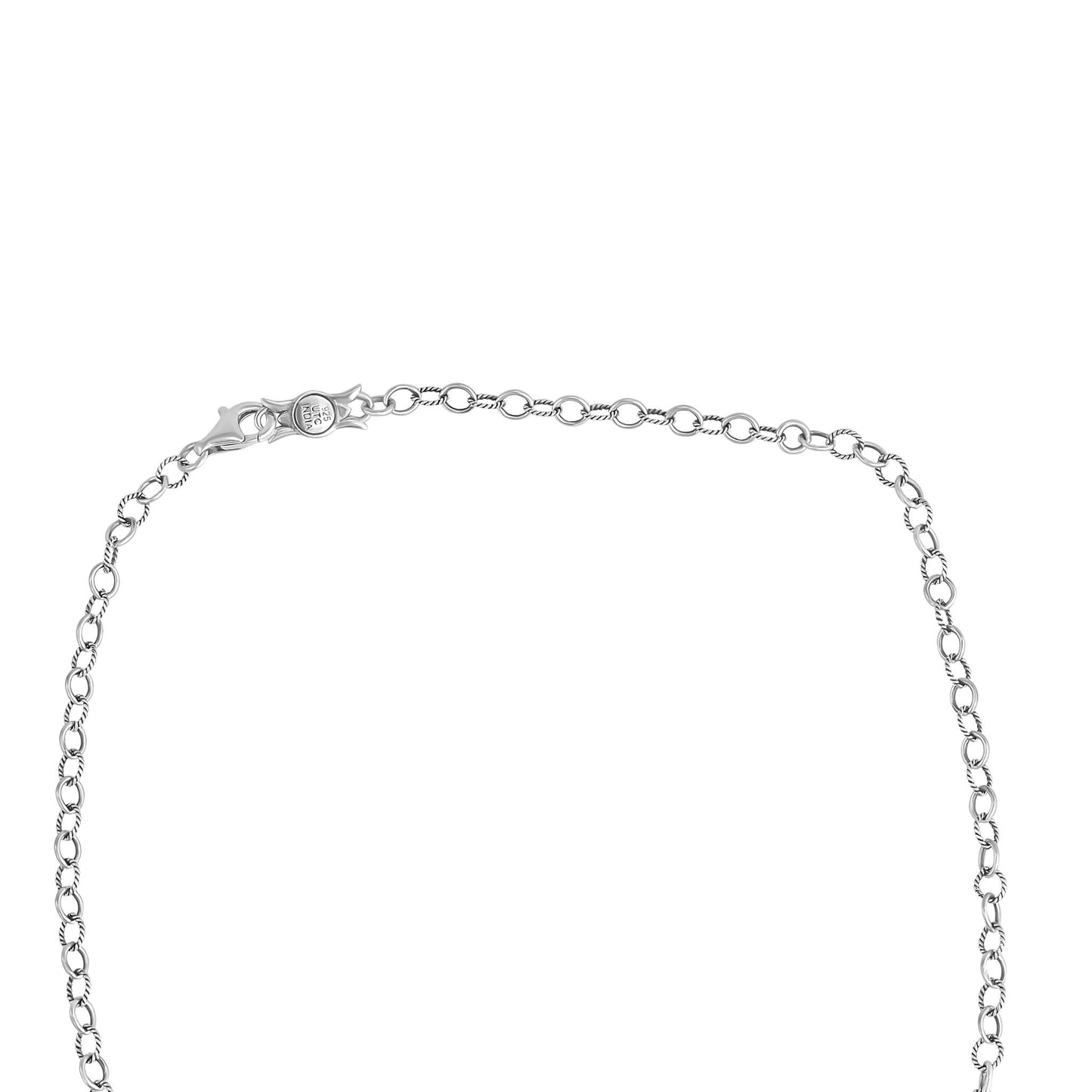 Sterling Silver Serpentine Cactus Flower Marquise Feather Necklace
