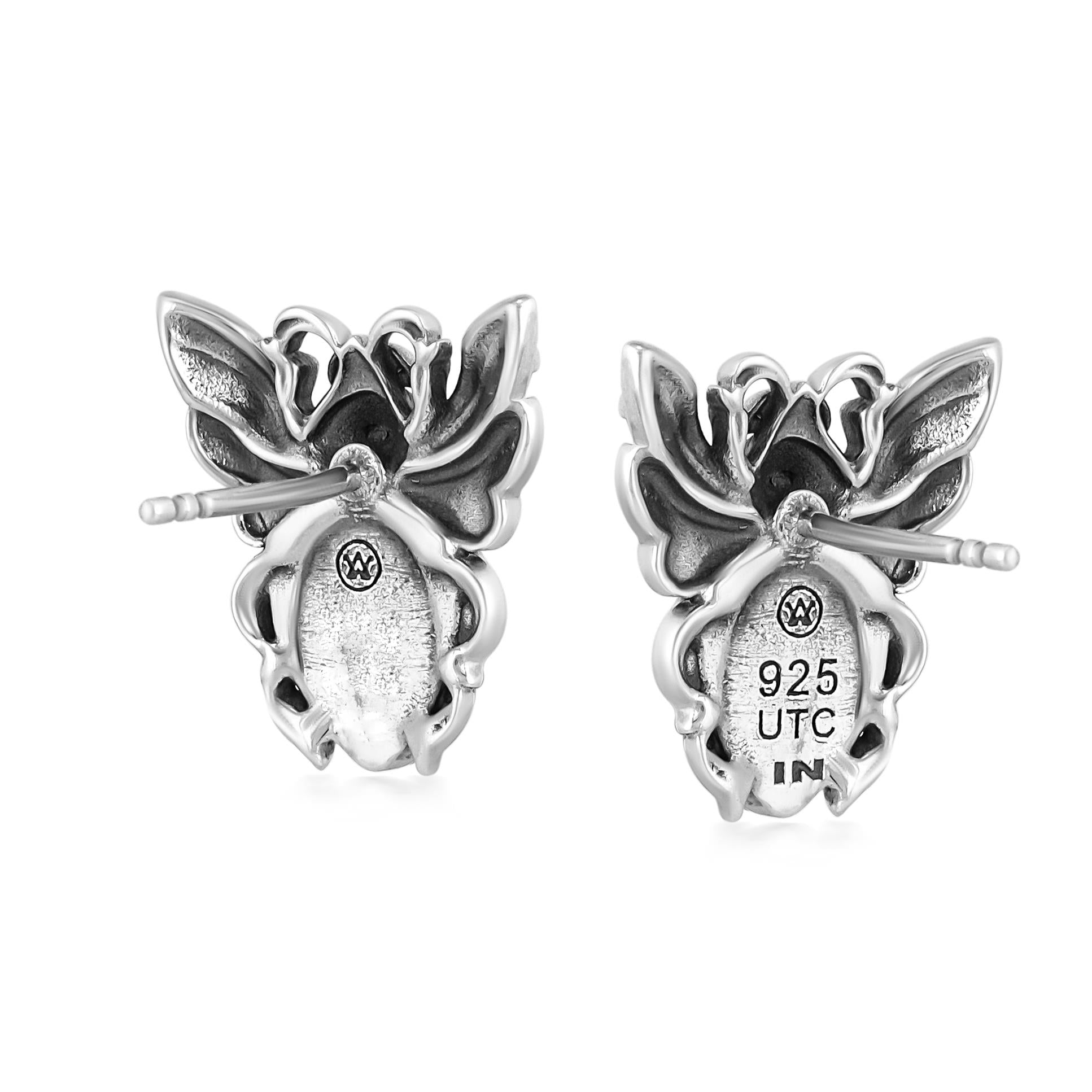 Sterling Silver Yellow Jasper Bumblebee Stud Earrings