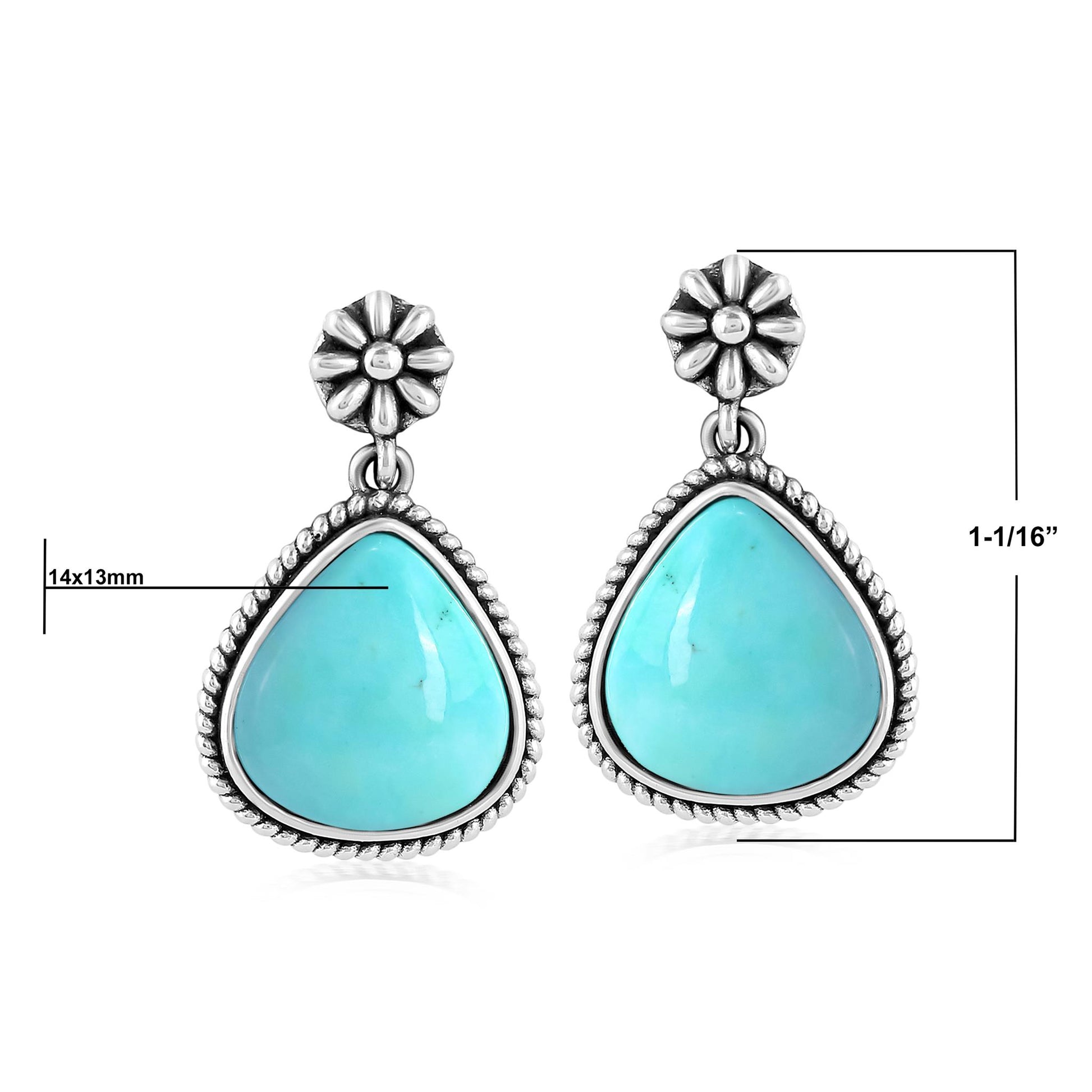 EXCLUSIVELY OURS! Sterling Silver Kingman Turquoise Trillion Cut Post Earrings