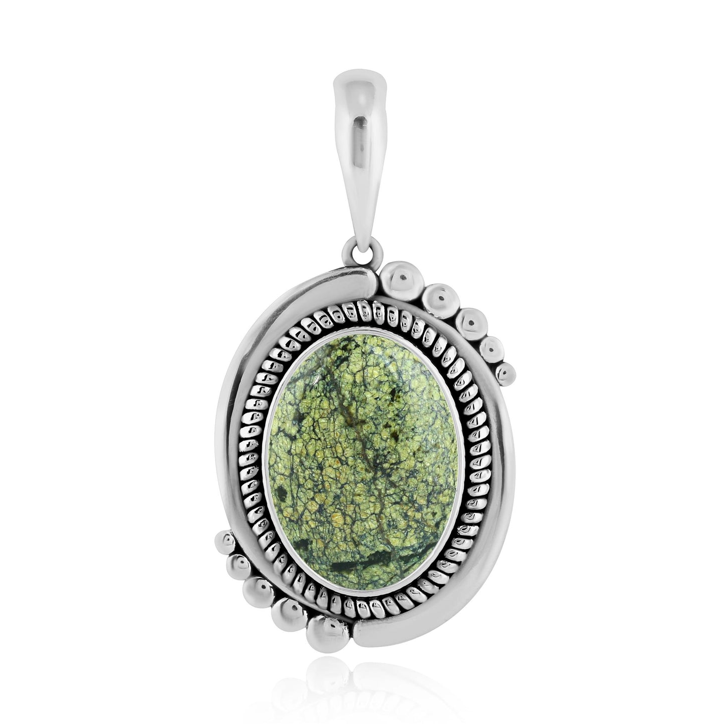 Sterling Silver Spiderweb Serpentine Bold Oval Pendant Enhancer