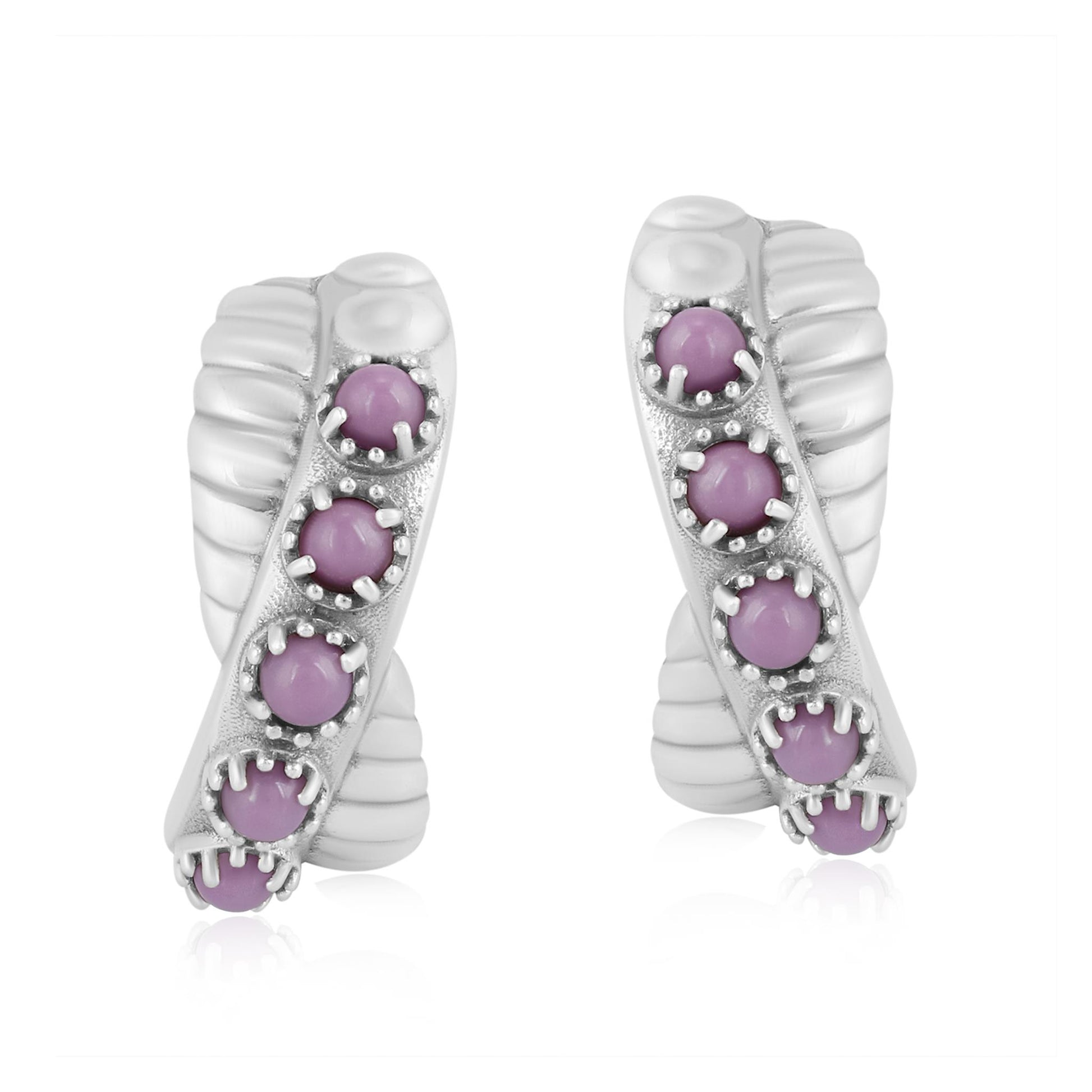 Sterling Silver Phosphosiderite Twist Hoop Earrings