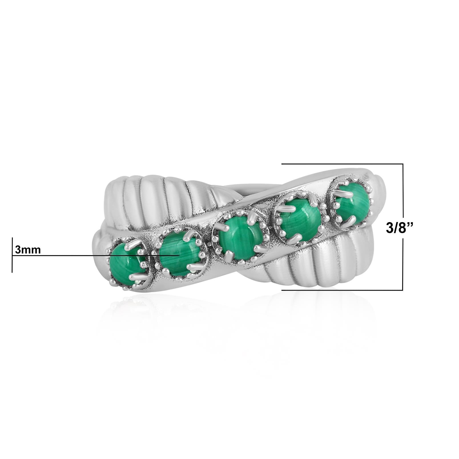 Sterling Silver Malachite Twist Band Ring