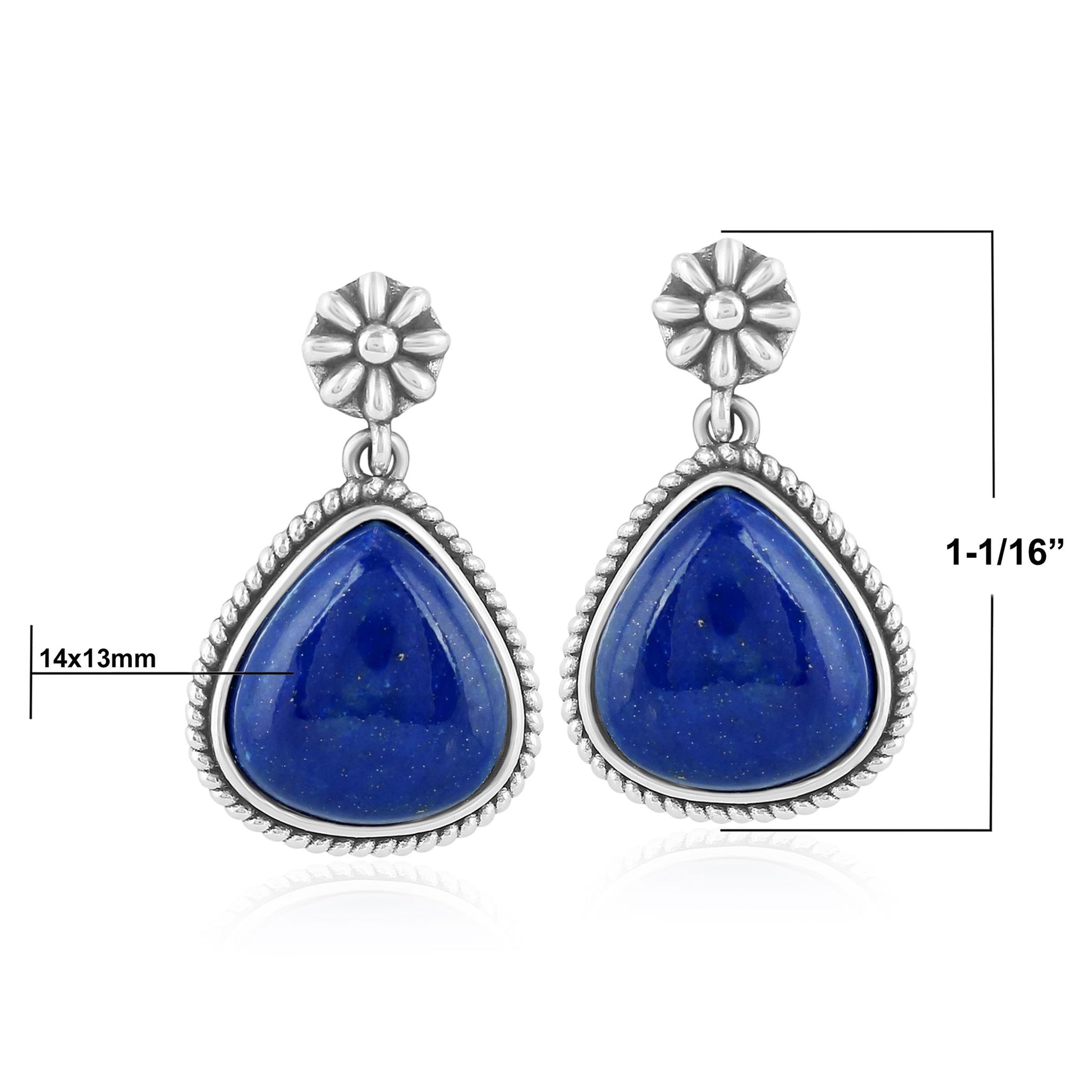 Sterling Silver Lapis Trillion Cut Post Earrings