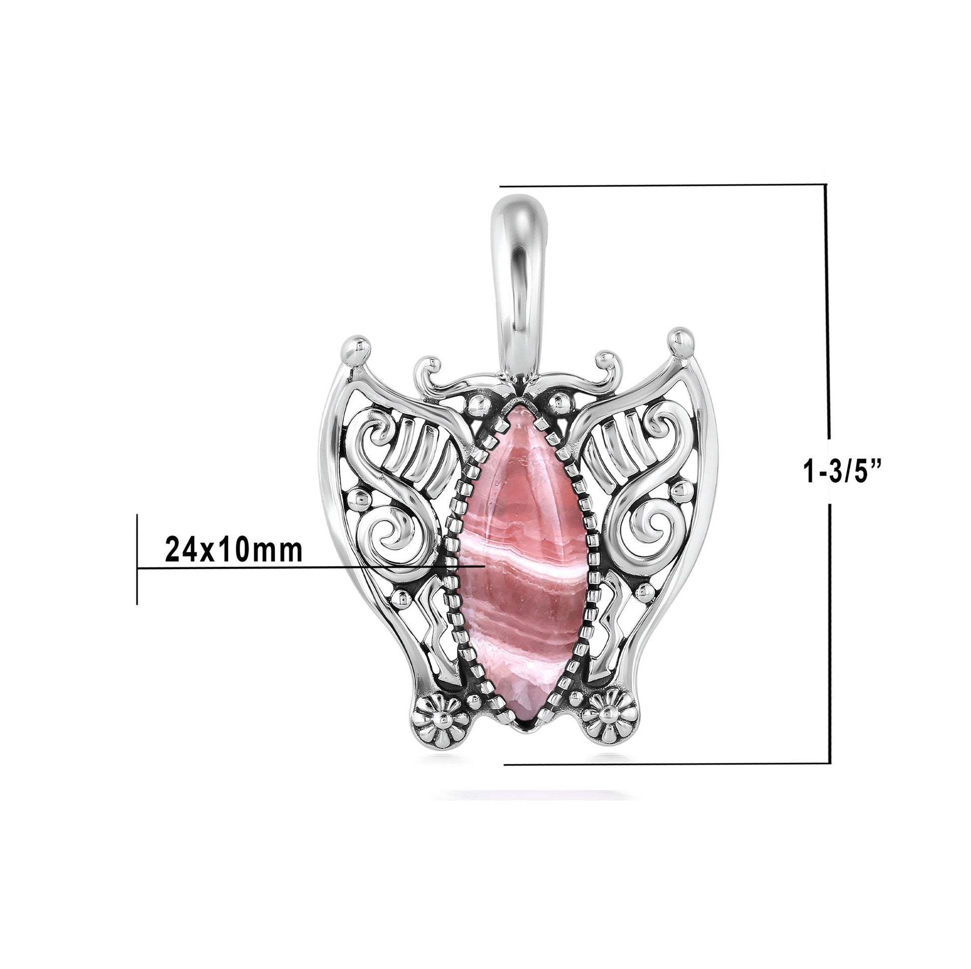 Sterling Silver Rhodochrosite Butterfly Pendant Enhancer
