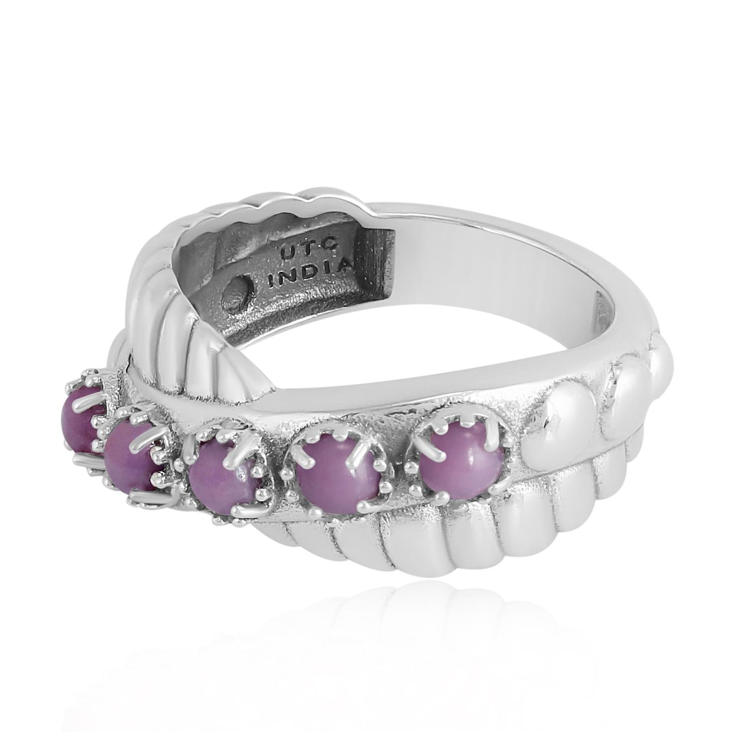 Sterling Silver Phosphosiderite Twist Band Ring