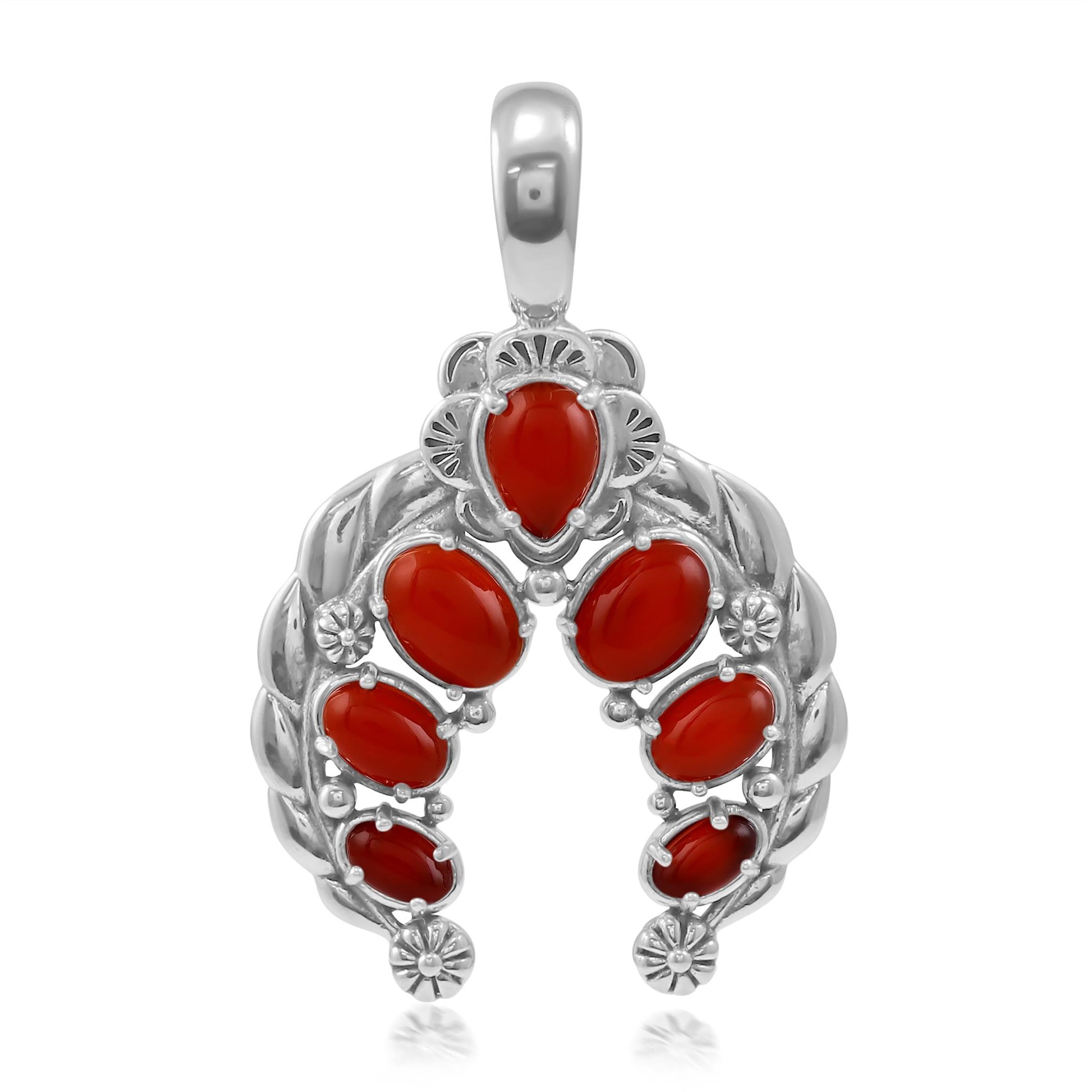 Sterling Silver Red Onyx Twisted Rope Naja Pendant Enhancer