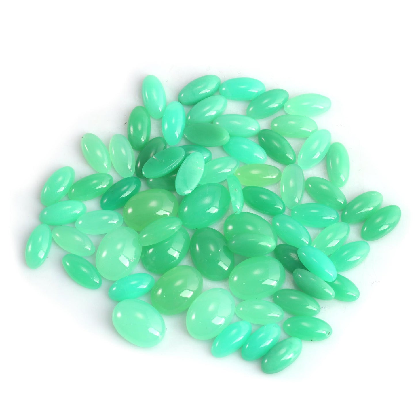 Sterling Silver Chrysoprase North - South Oval Concha Flower Ring
