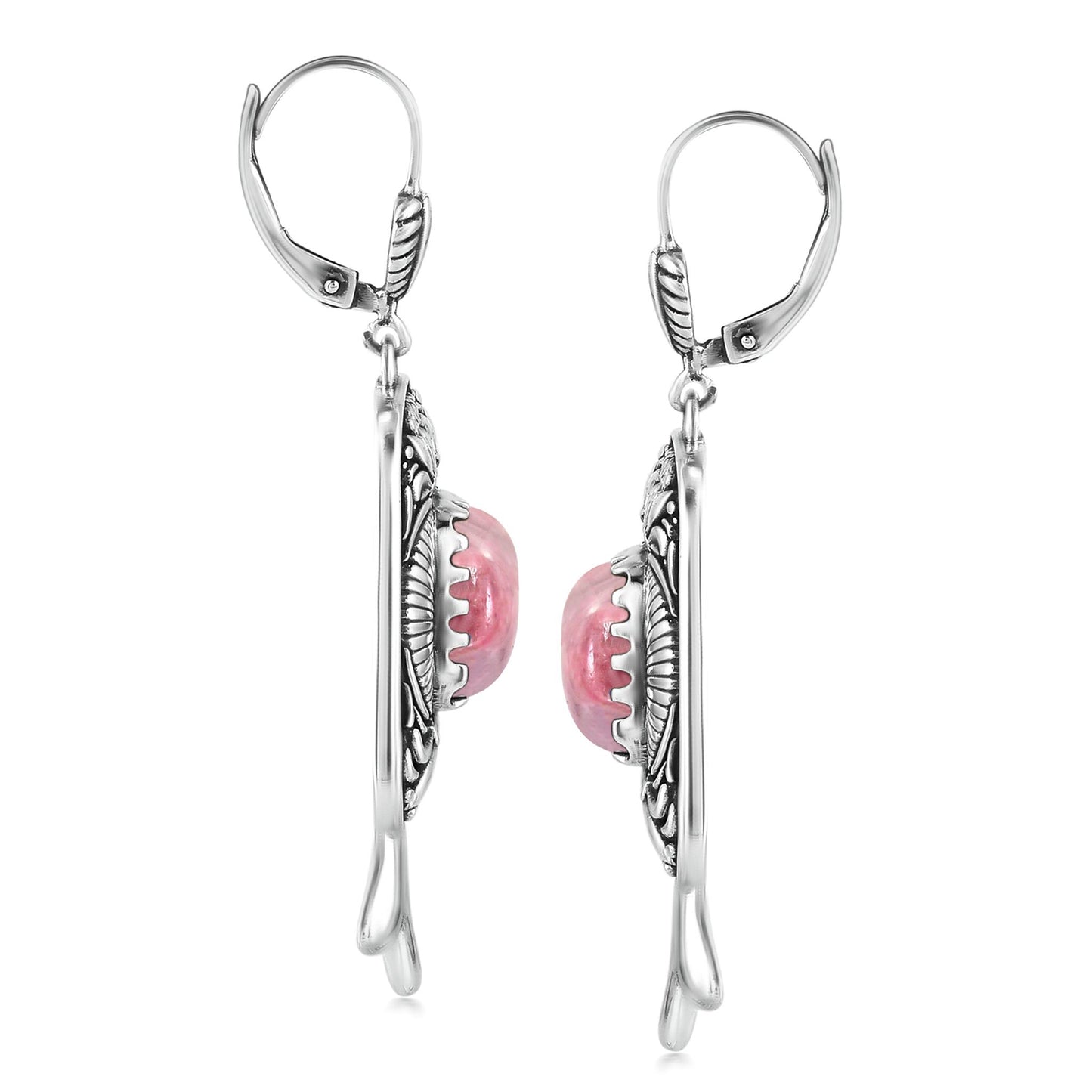 Sterling Silver Rhodonite Trapeziod Earrings
