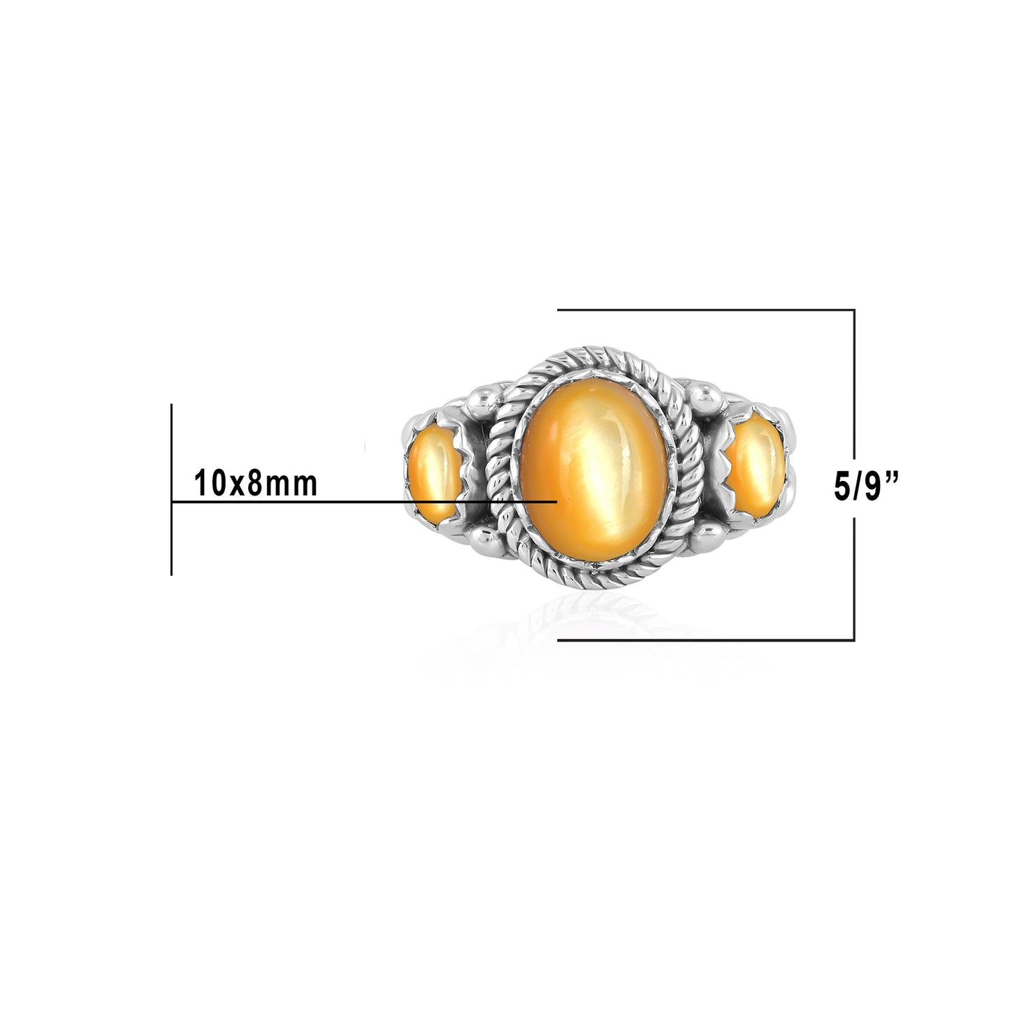 Sterling Silver Yellow Mother of Pearl 3-Stone Ring