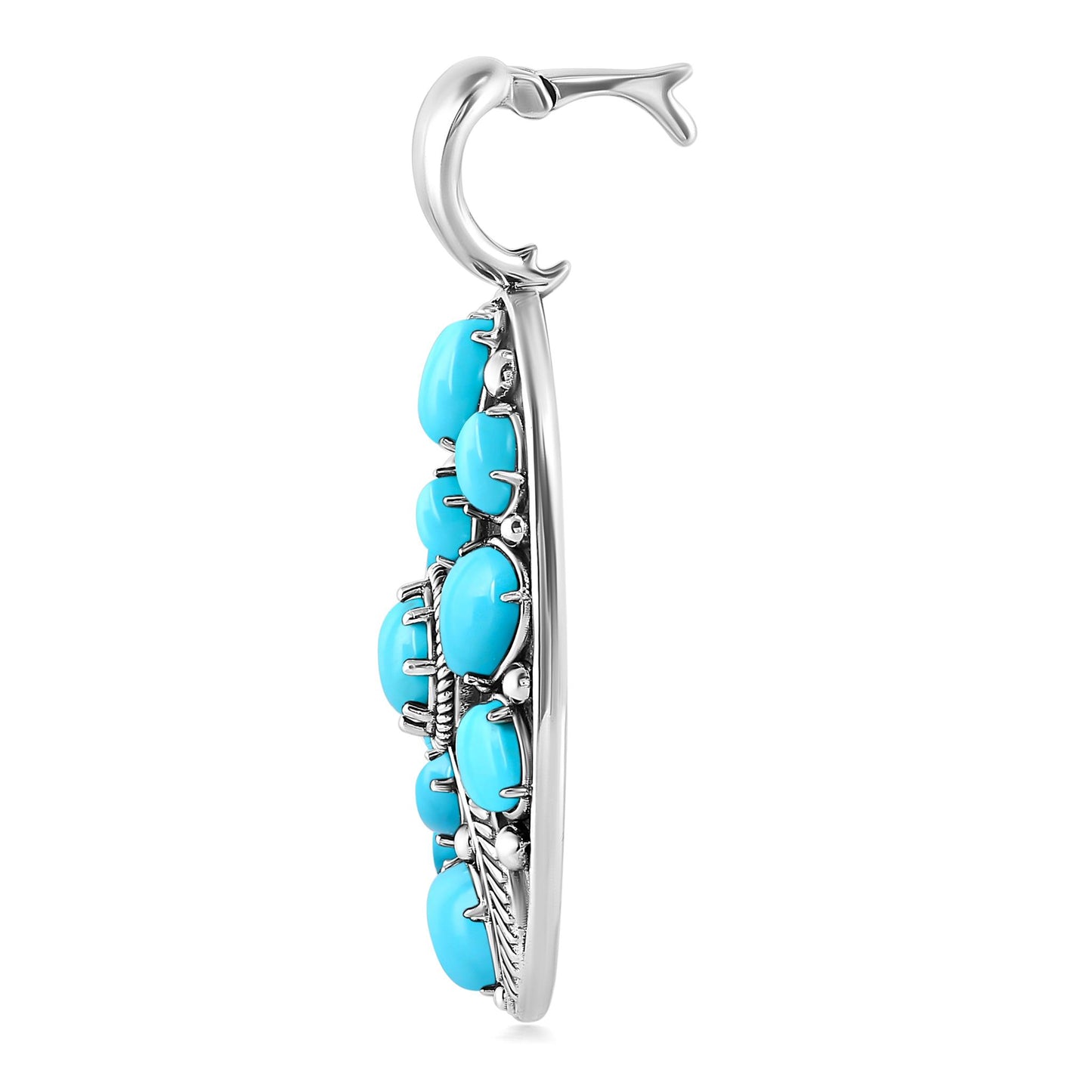 EXCLUSIVELY OURS! Sterling Silver Kingman Turquoise Oval Leaf Pendant Enhancer