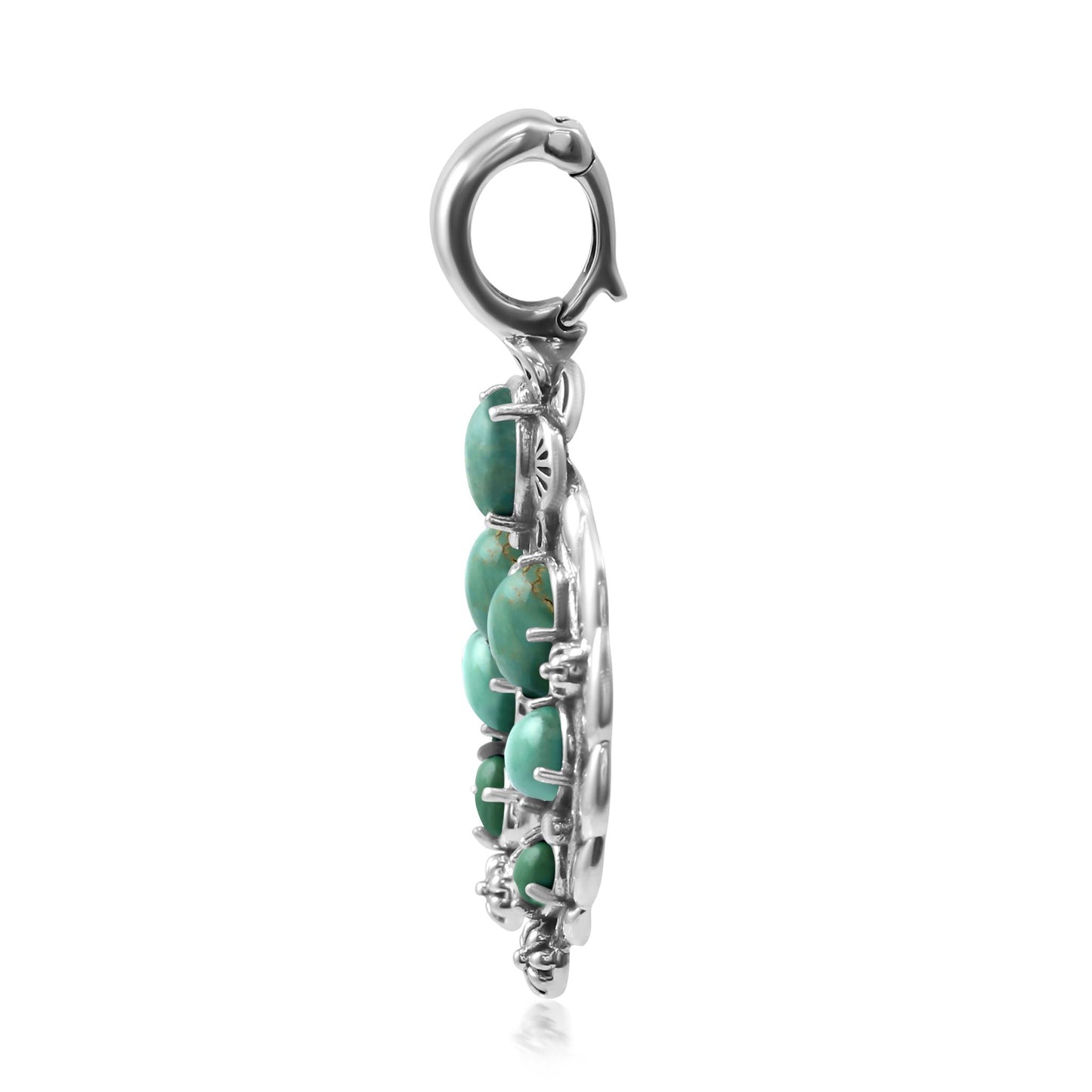 Sterling Silver Green Turquoise Twisted Rope Naja Pendant Enhancer