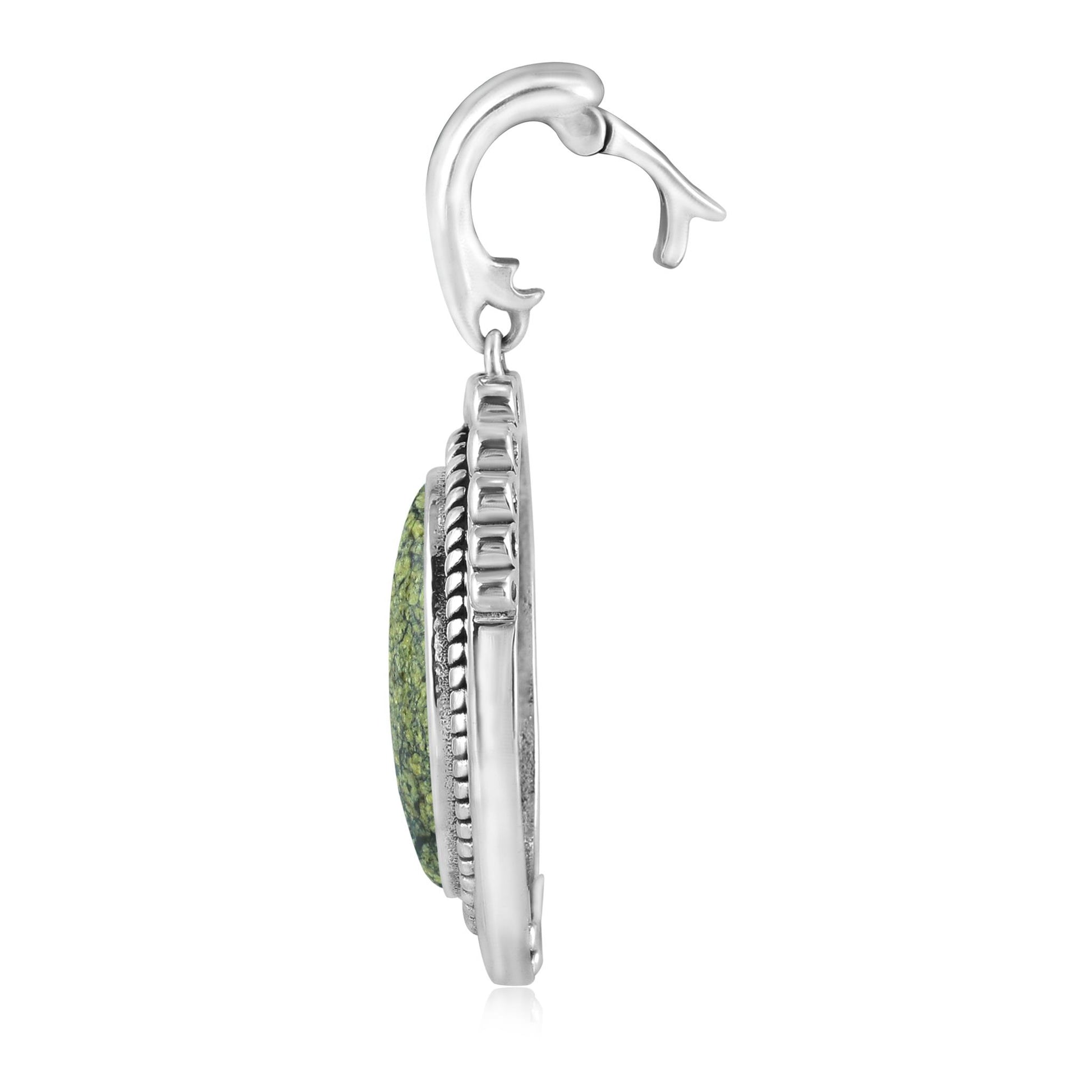 Sterling Silver Spiderweb Serpentine Bold Oval Pendant Enhancer