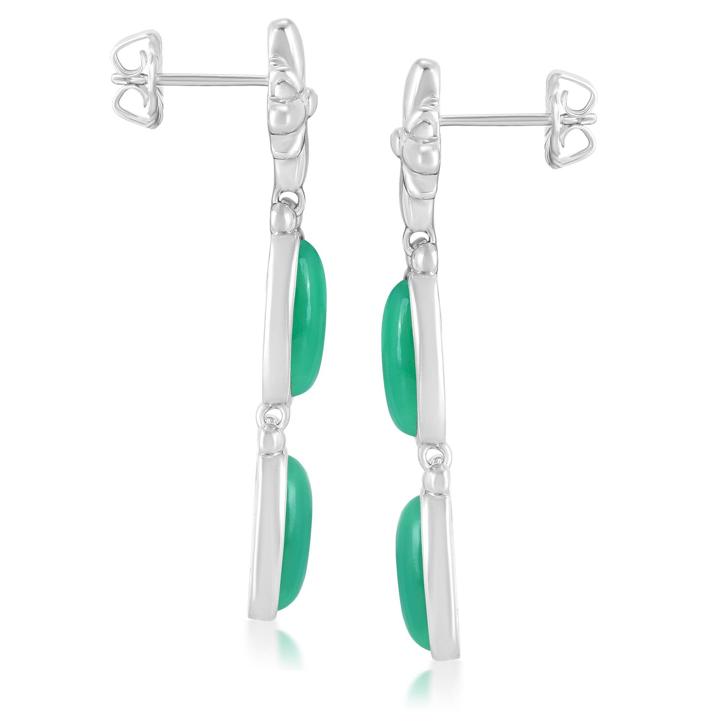 Sterling Silver Chrysoprase Oval Concha Earrings