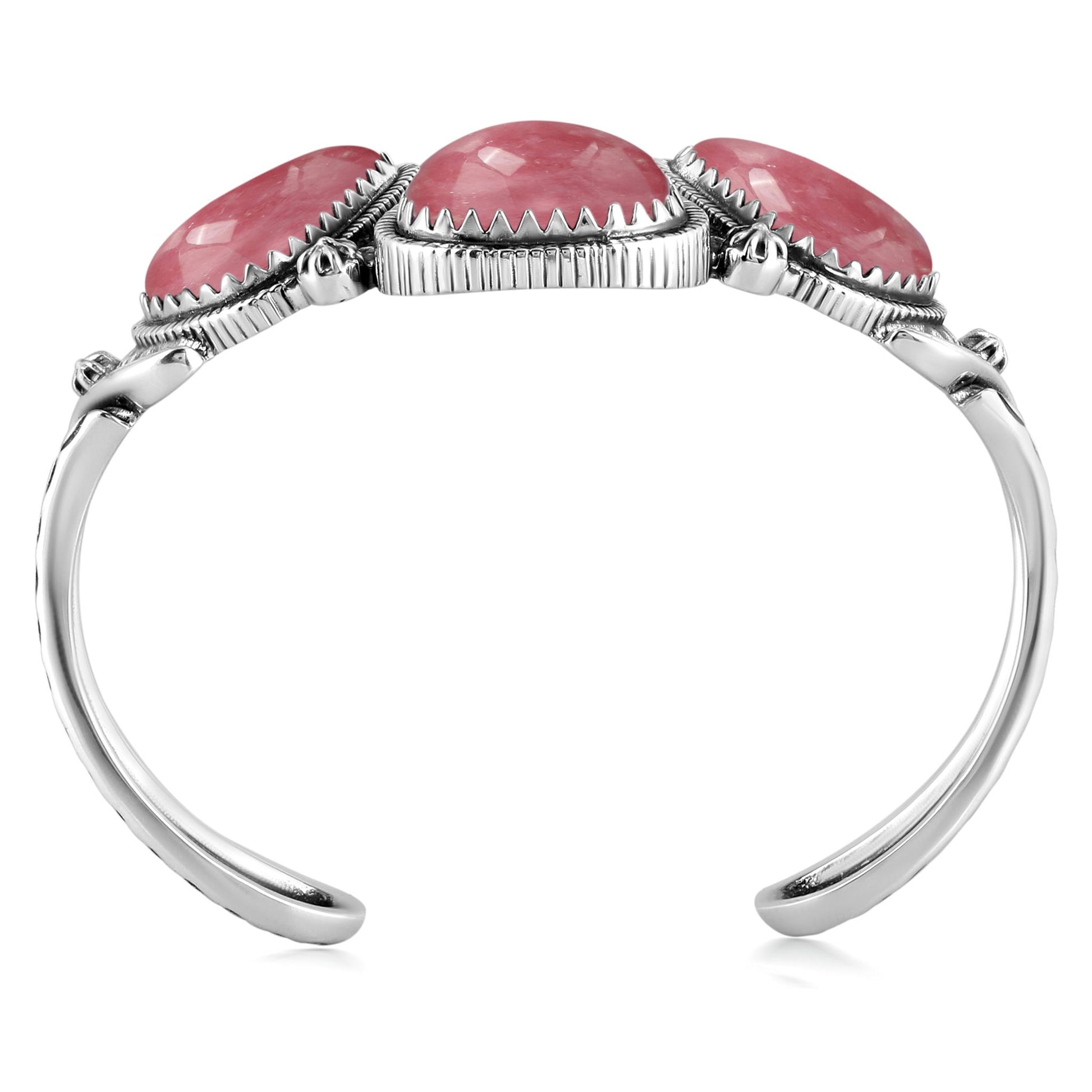 EXCLUSIVELY OURS! Sterling Silver Rhodonite 3-Stone Triangle Cuff