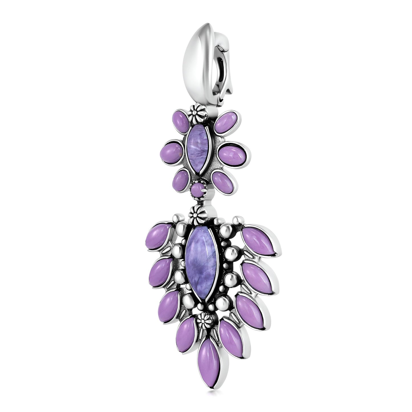 EXCLUSIVELY OURS! Sterling Silver Charoite and Phosphosiderite Oval and Marquise Pendant Enhancer