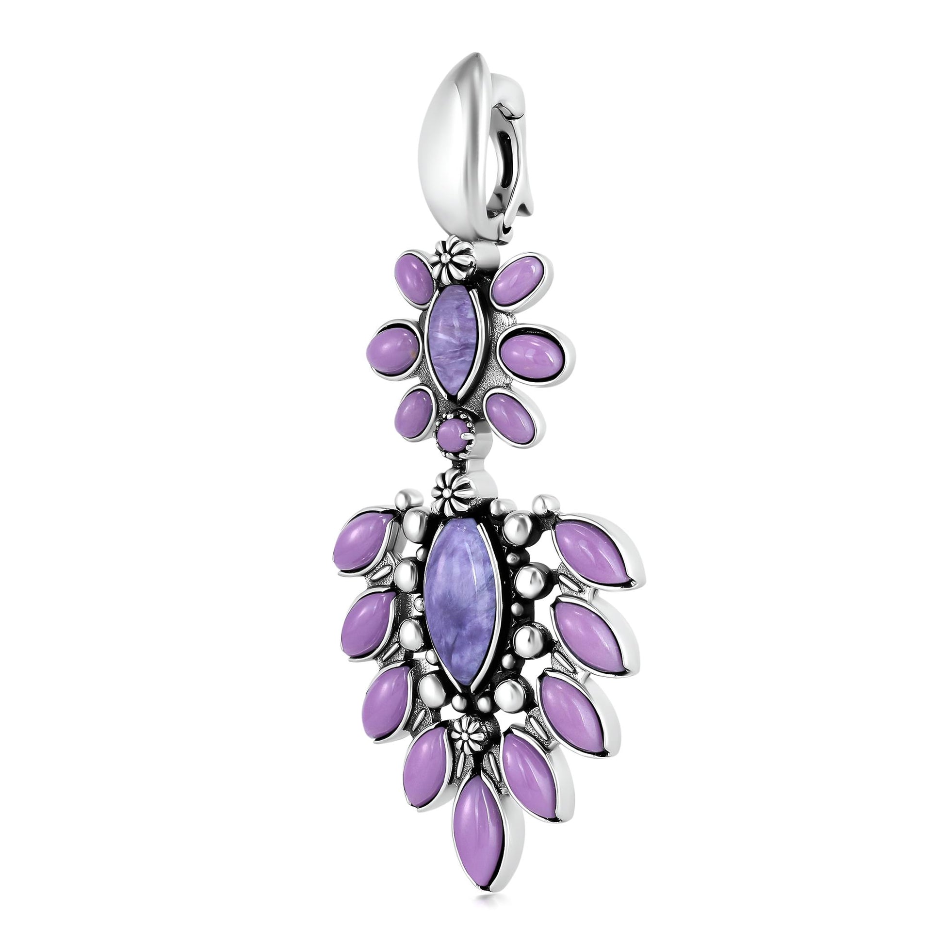 EXCLUSIVELY OURS! Sterling Silver Charoite and Phosphosiderite Oval and Marquise Pendant Enhancer