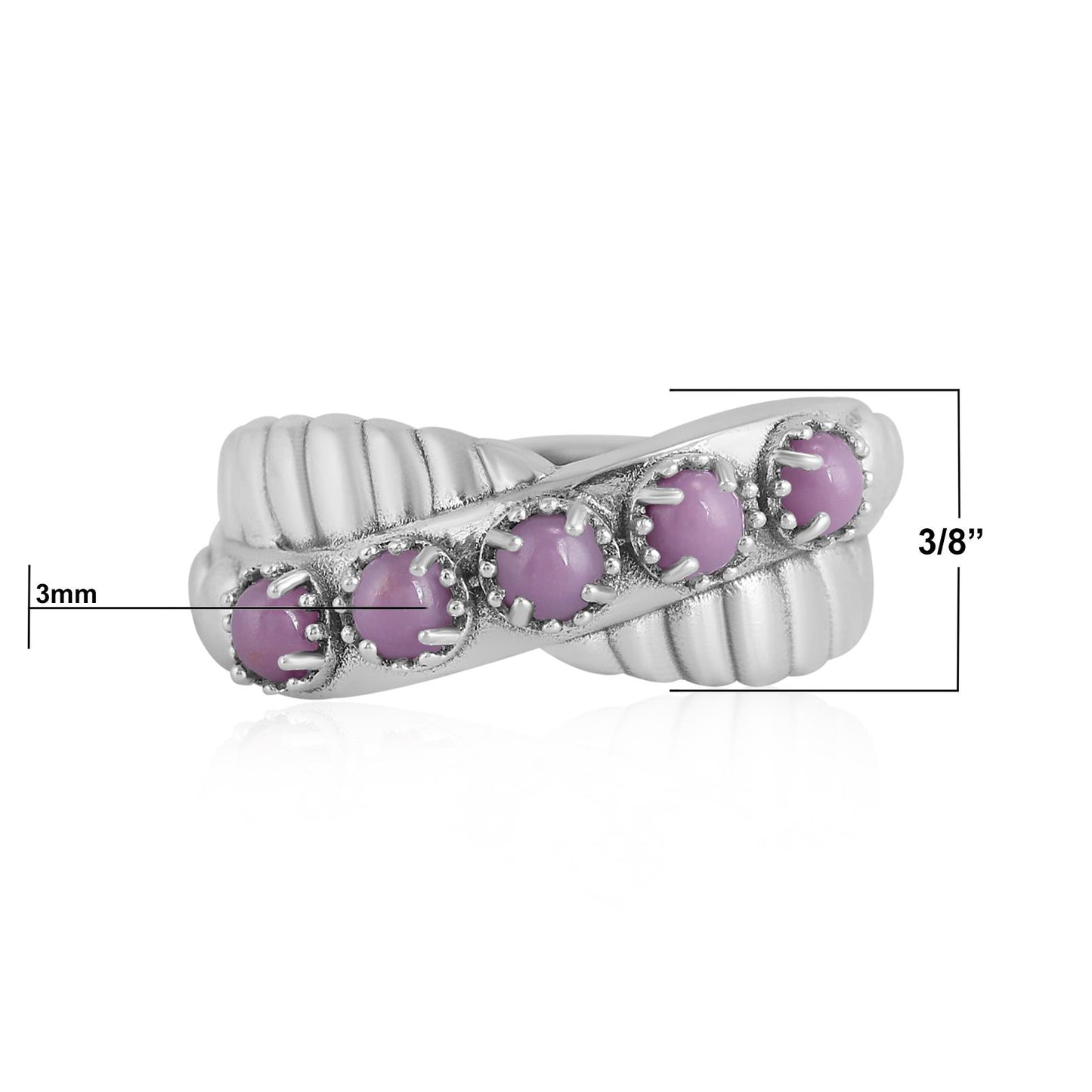 Sterling Silver Phosphosiderite Twist Band Ring