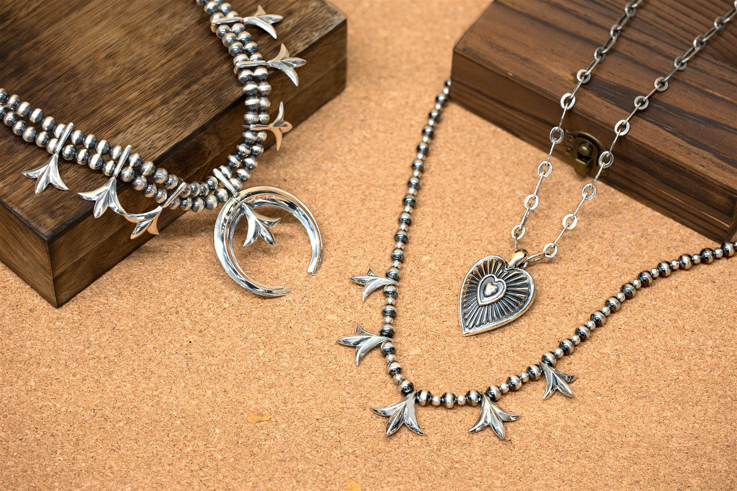 Sterling Silver Heart Ribbed Pendant Enhancer