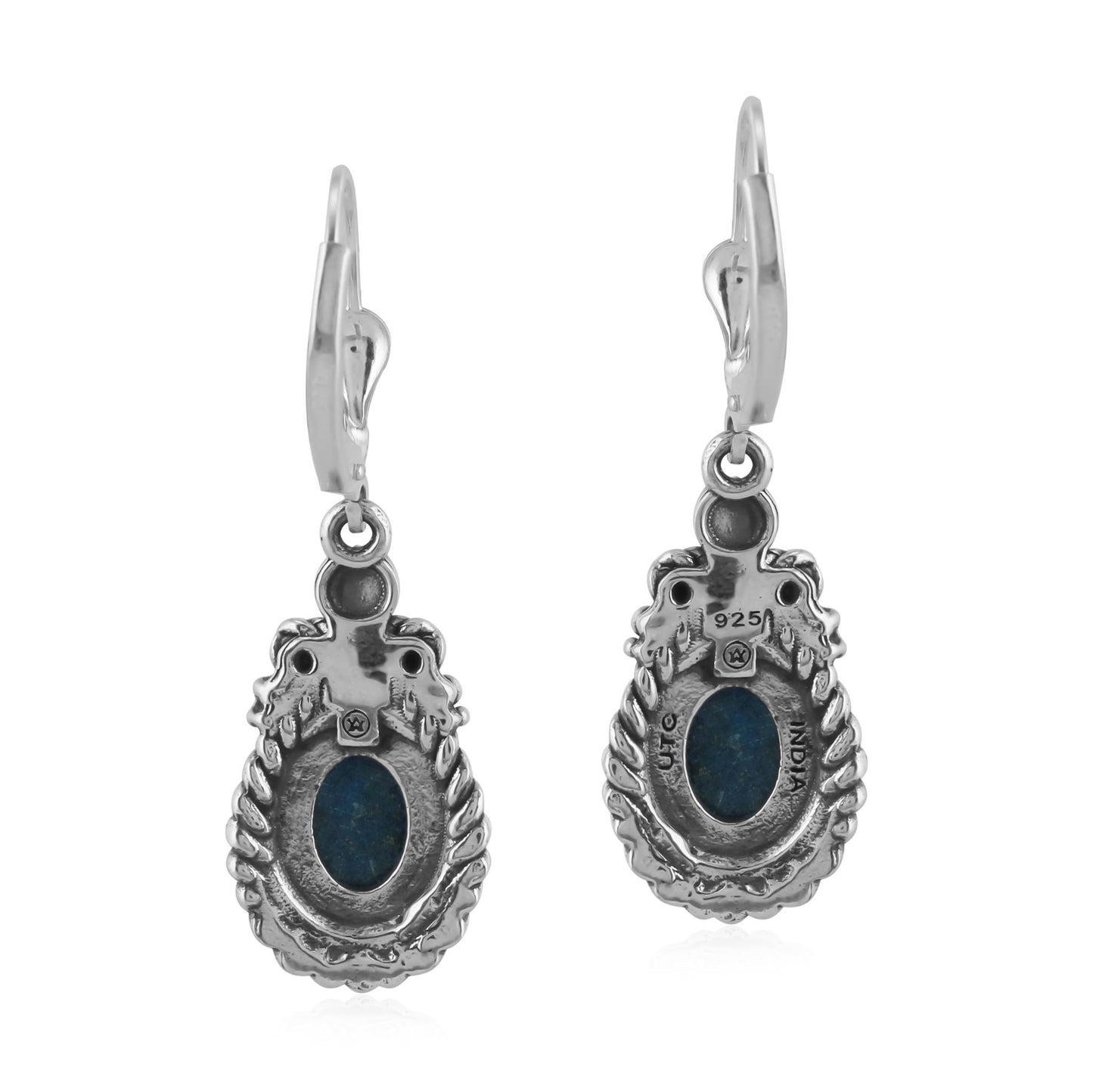 EXCLUSIVELY OURS! Sterling Silver Lapis Rope Design Dangle Earrings
