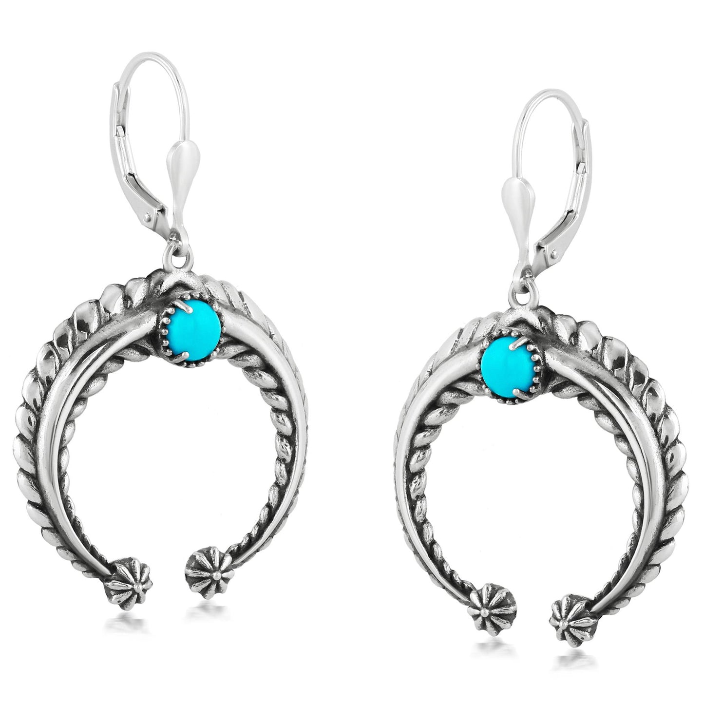 Sterling Silver Blue Turquoise Naja Lever Back Earrings