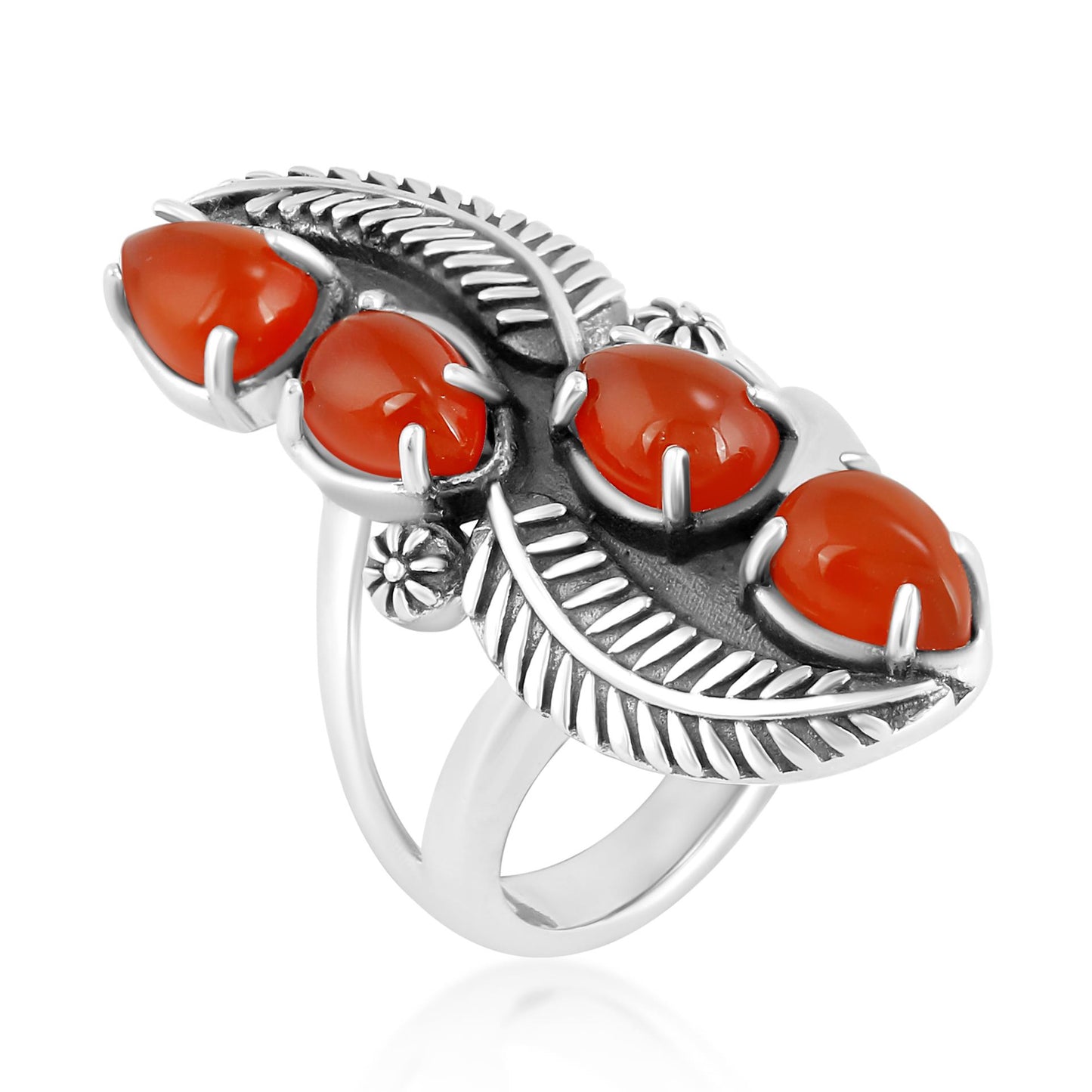 EXCLUSIVELY OURS! Sterling Silver Red Onyx Elongated Leaf Ring
