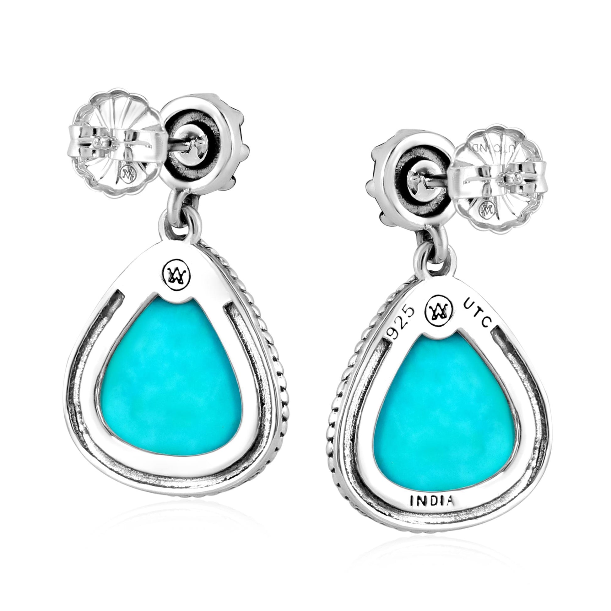 EXCLUSIVELY OURS! Sterling Silver Kingman Turquoise Trillion Cut Post Earrings