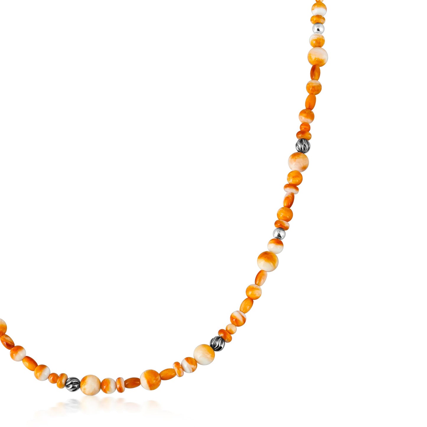 EXCLUSIVELY OURS! Sterling Silver Orange Spiny Oyster Beaded Necklace, 36 Inches