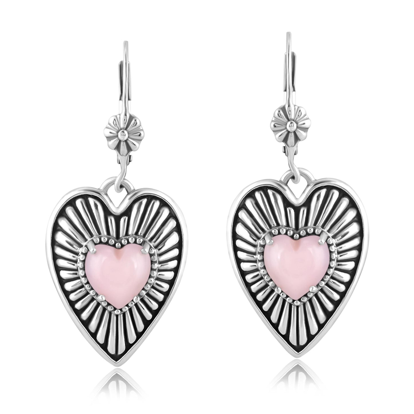 EXCLUSIVELY OURS! Sterling Silver Pink Opal Bold Heart Earrings