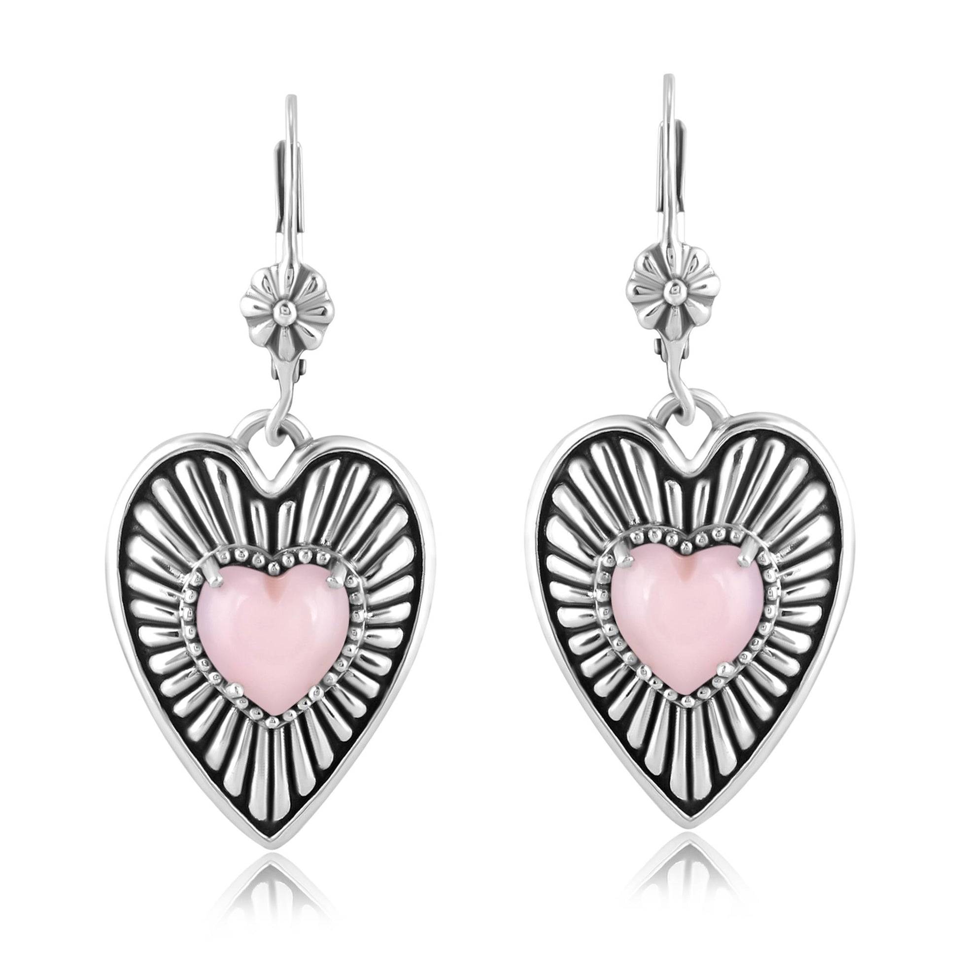 EXCLUSIVELY OURS! Sterling Silver Pink Opal Bold Heart Earrings