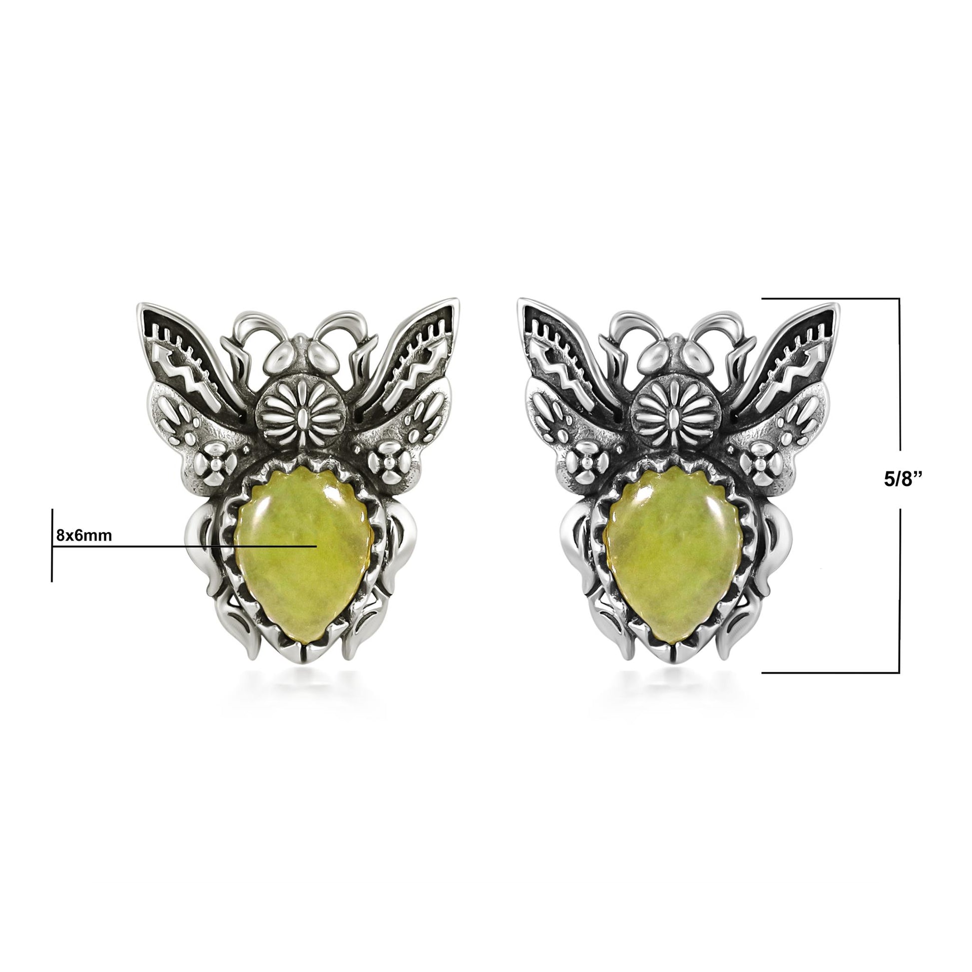 Sterling Silver Yellow Jasper Bumblebee Stud Earrings