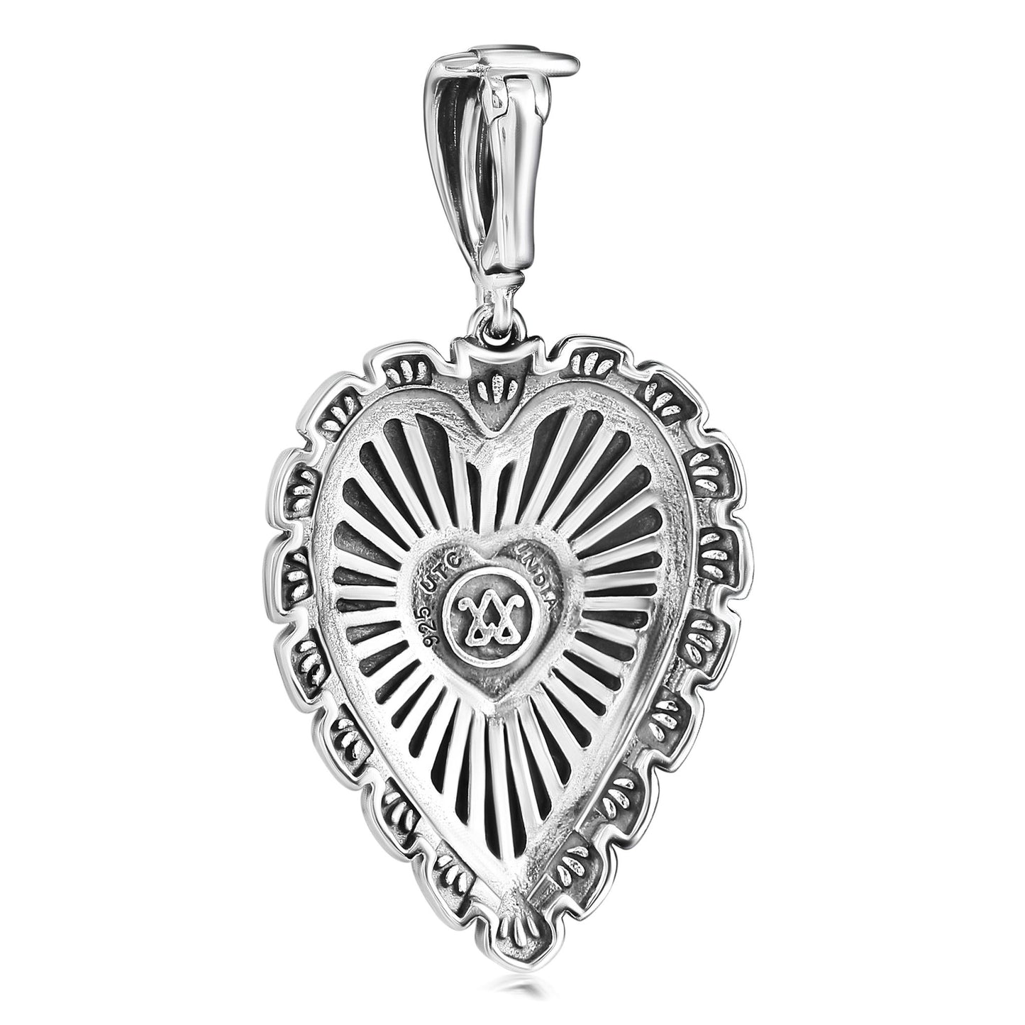 EXCLUSIVELY OURS! Sterling Silver Orange Spiny Oyster Bold Heart Pendant Enhancer