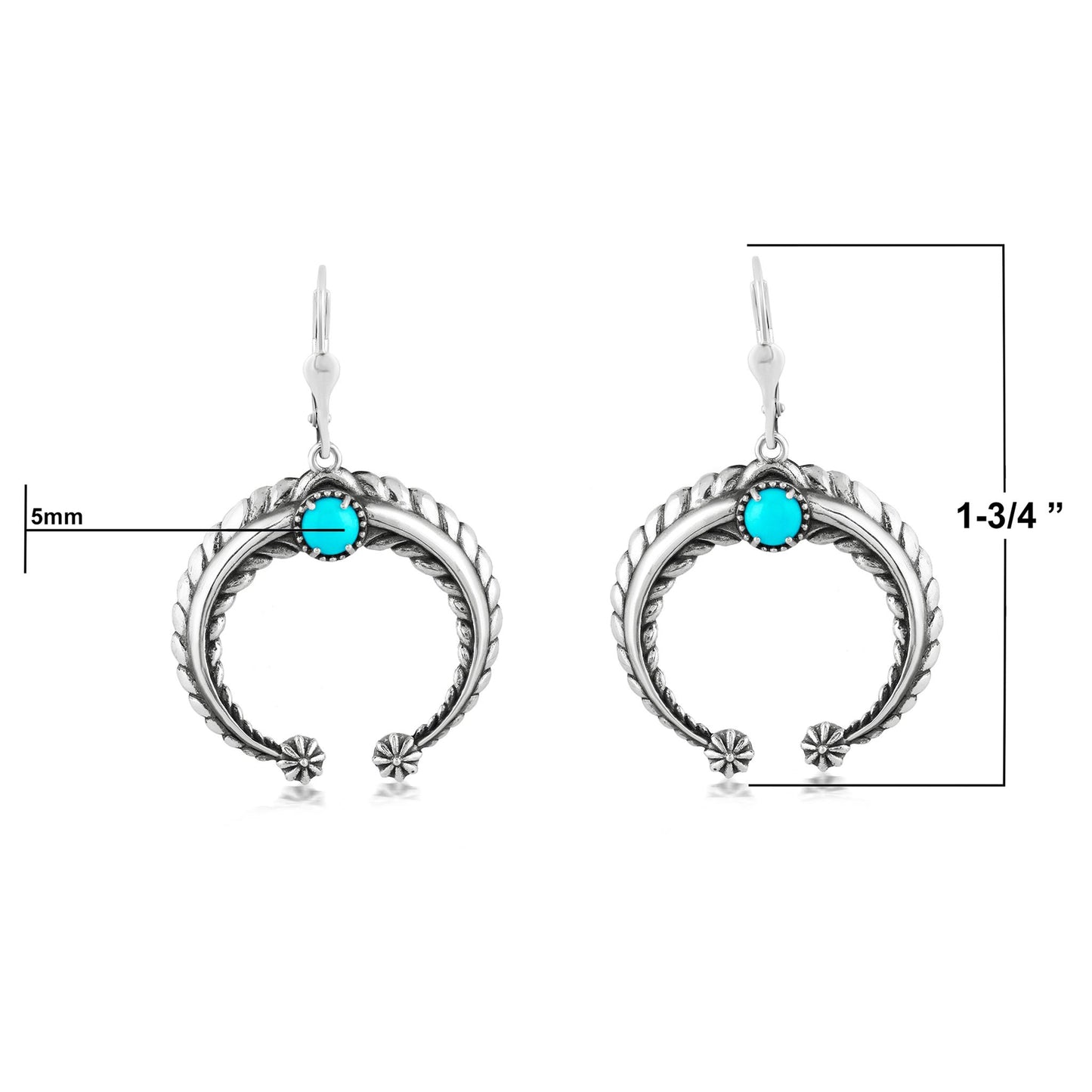 Sterling Silver Blue Turquoise Naja Lever Back Earrings