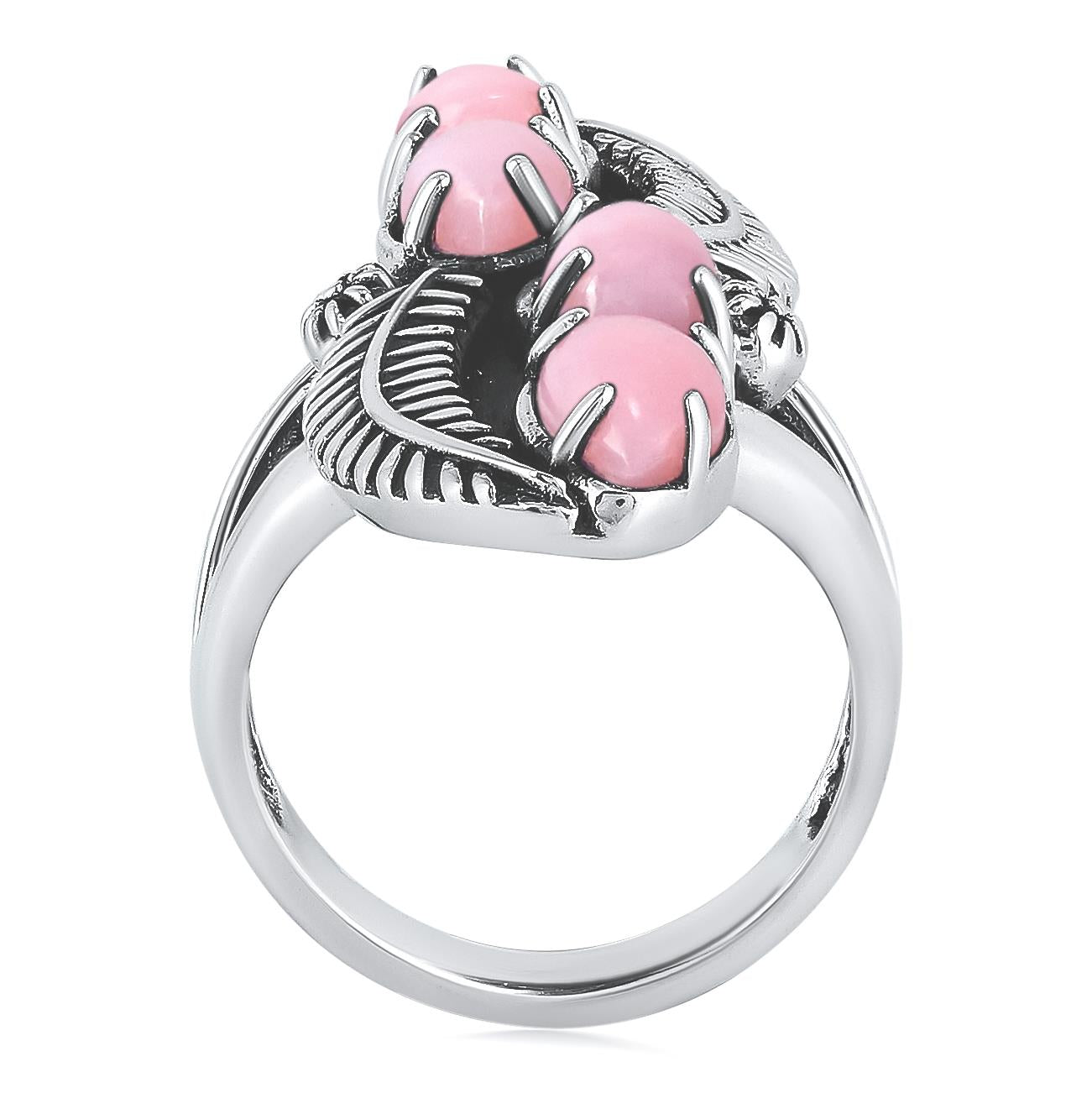 EXCLUSIVELY OURS! Sterling Silver Pink Opal Elongated Leaf Ring