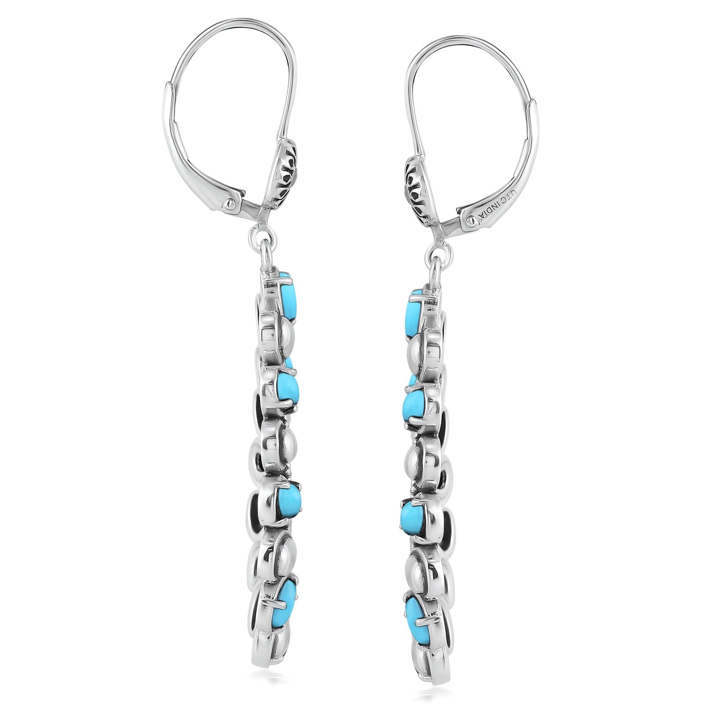 Sterling Silver Kingman Turquoise Open Teardrop Pear-Cut Dangle Earrings