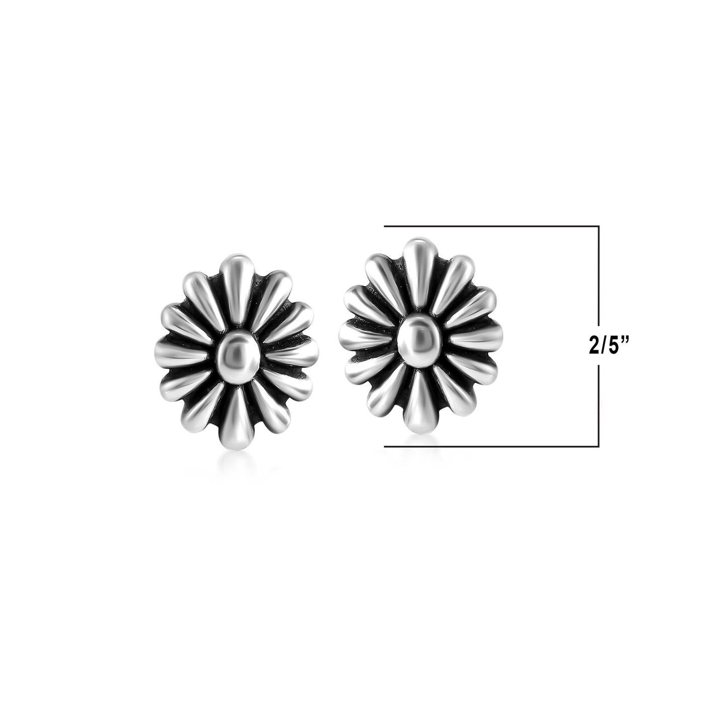 Sterling Silver Concha Flower Stud Earrings