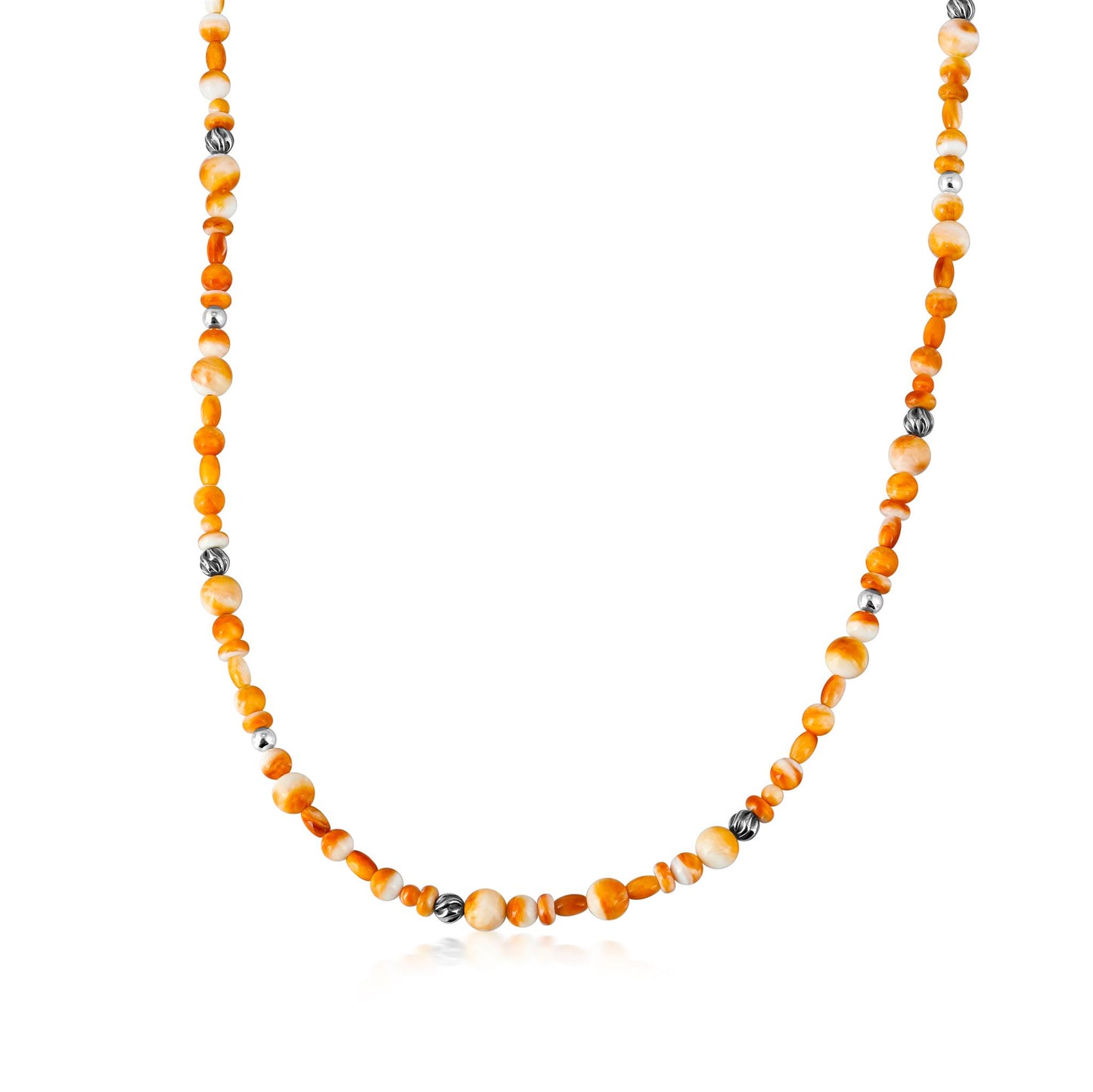 EXCLUSIVELY OURS! Sterling Silver Orange Spiny Oyster Beaded Necklace, 36 Inches
