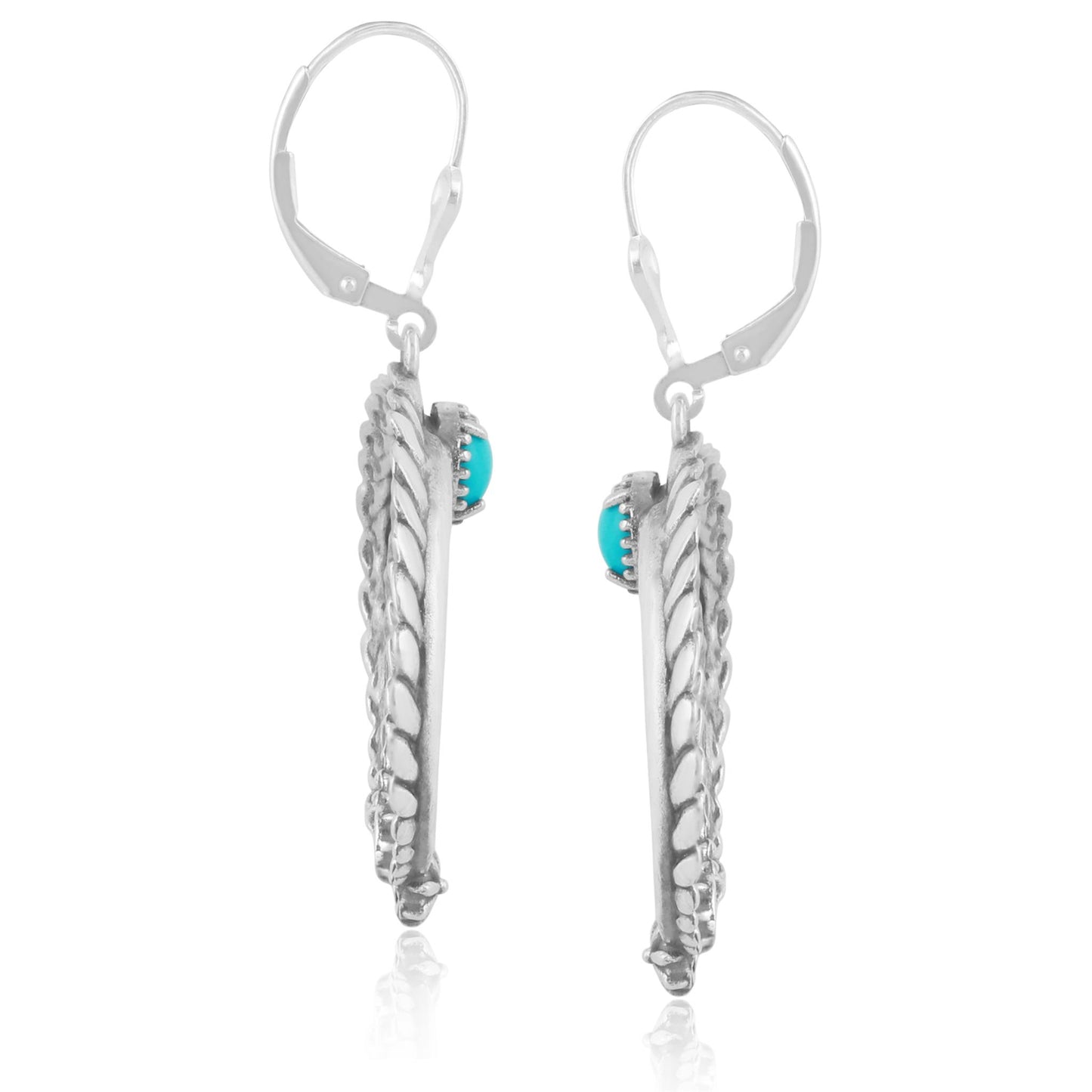 Sterling Silver Blue Turquoise Naja Lever Back Earrings