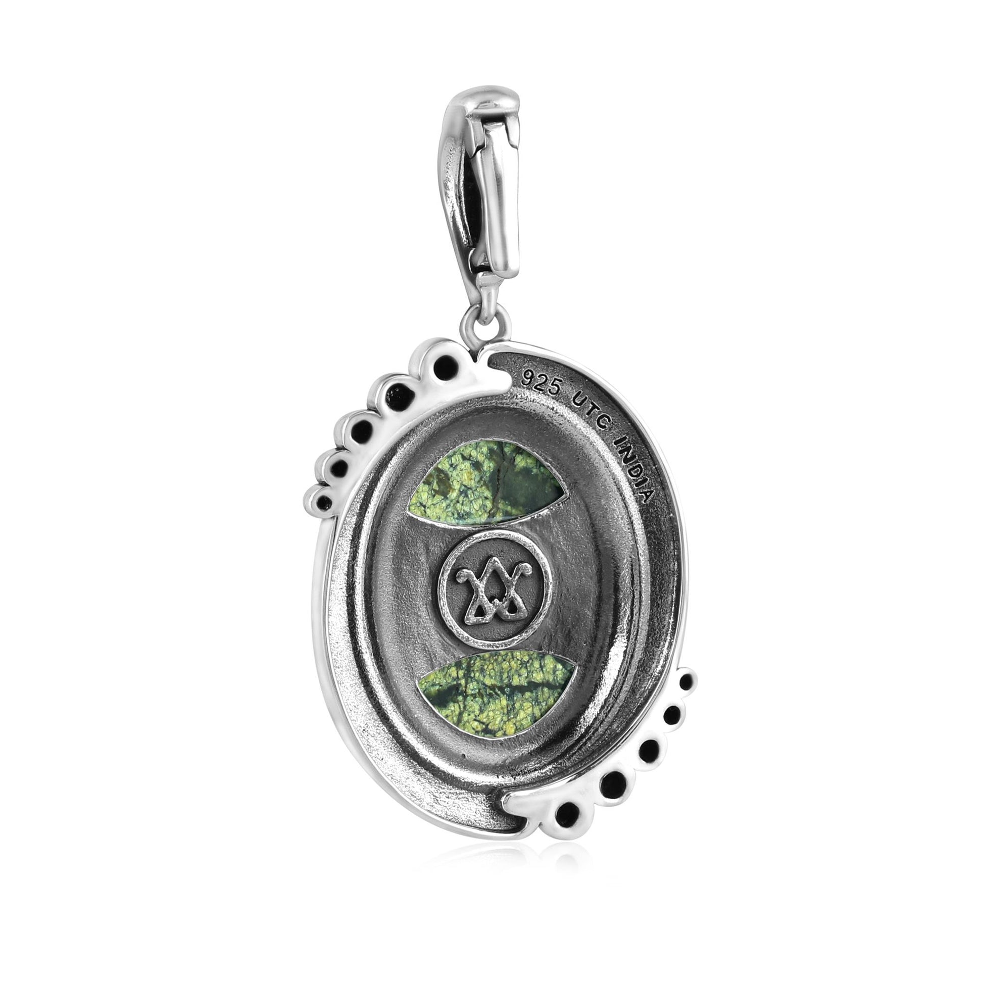 Sterling Silver Spiderweb Serpentine Bold Oval Pendant Enhancer