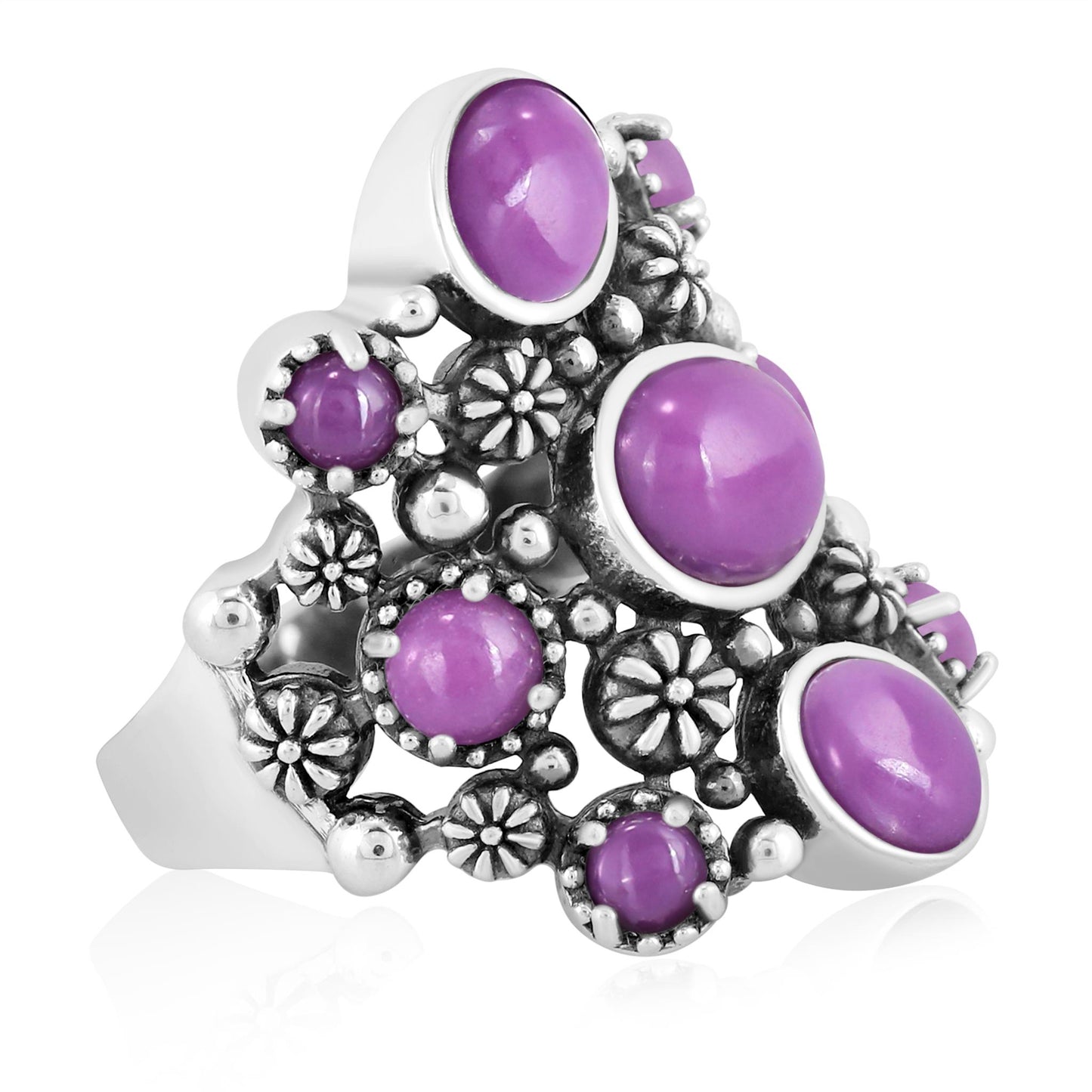 EXCLUSIVELY OURS! Sterling Silver Phosphosiderite 9-Stone Cluster Ring