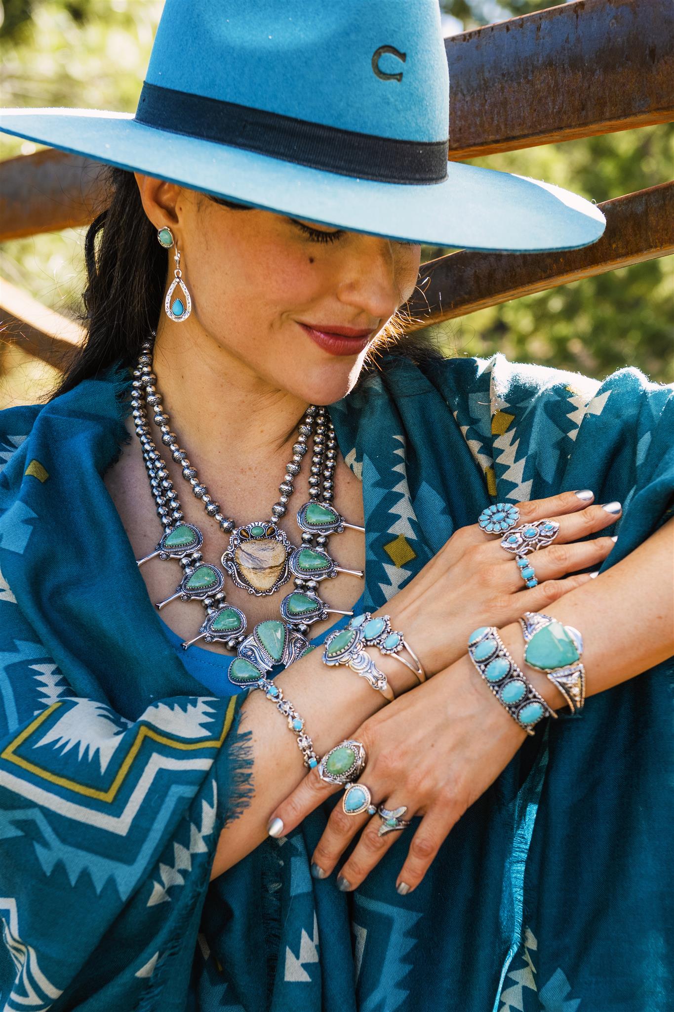Sterling Silver Sleeping Beauty Turquoise Concha Link Bracelet, Sizes Small to Large