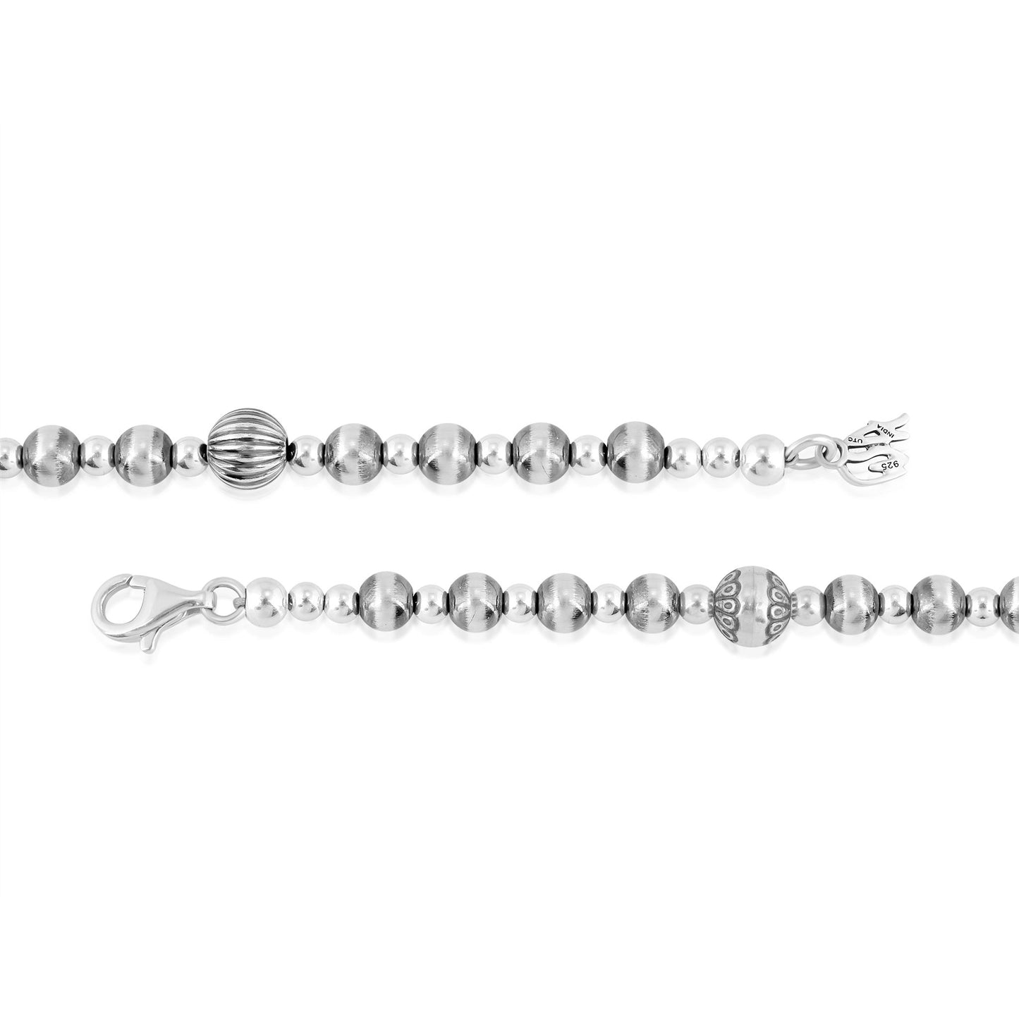 Sterling Silver Bead and Link Necklace