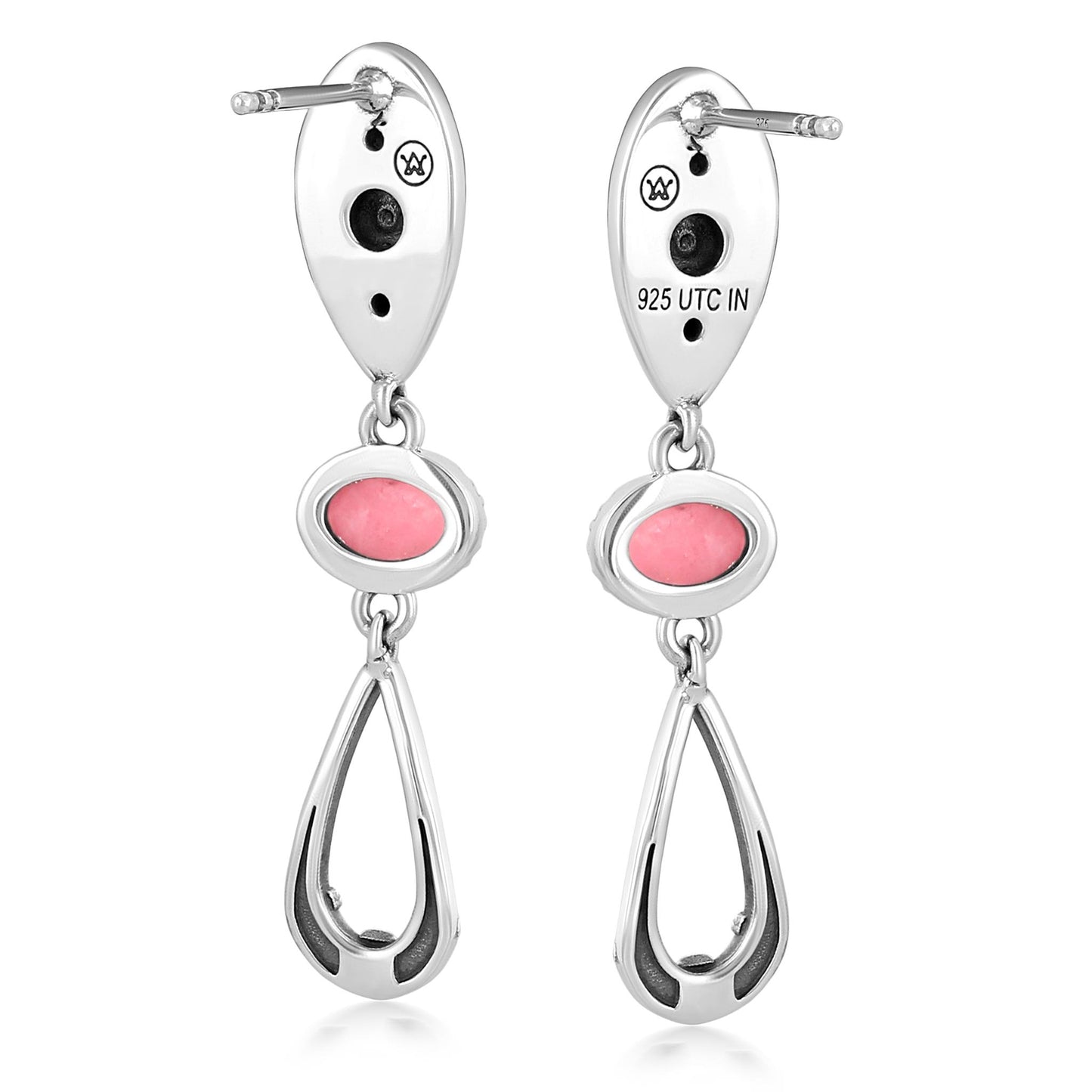 Sterling Silver Rhodonite Teardrop Double Loop Gemstone Earrings