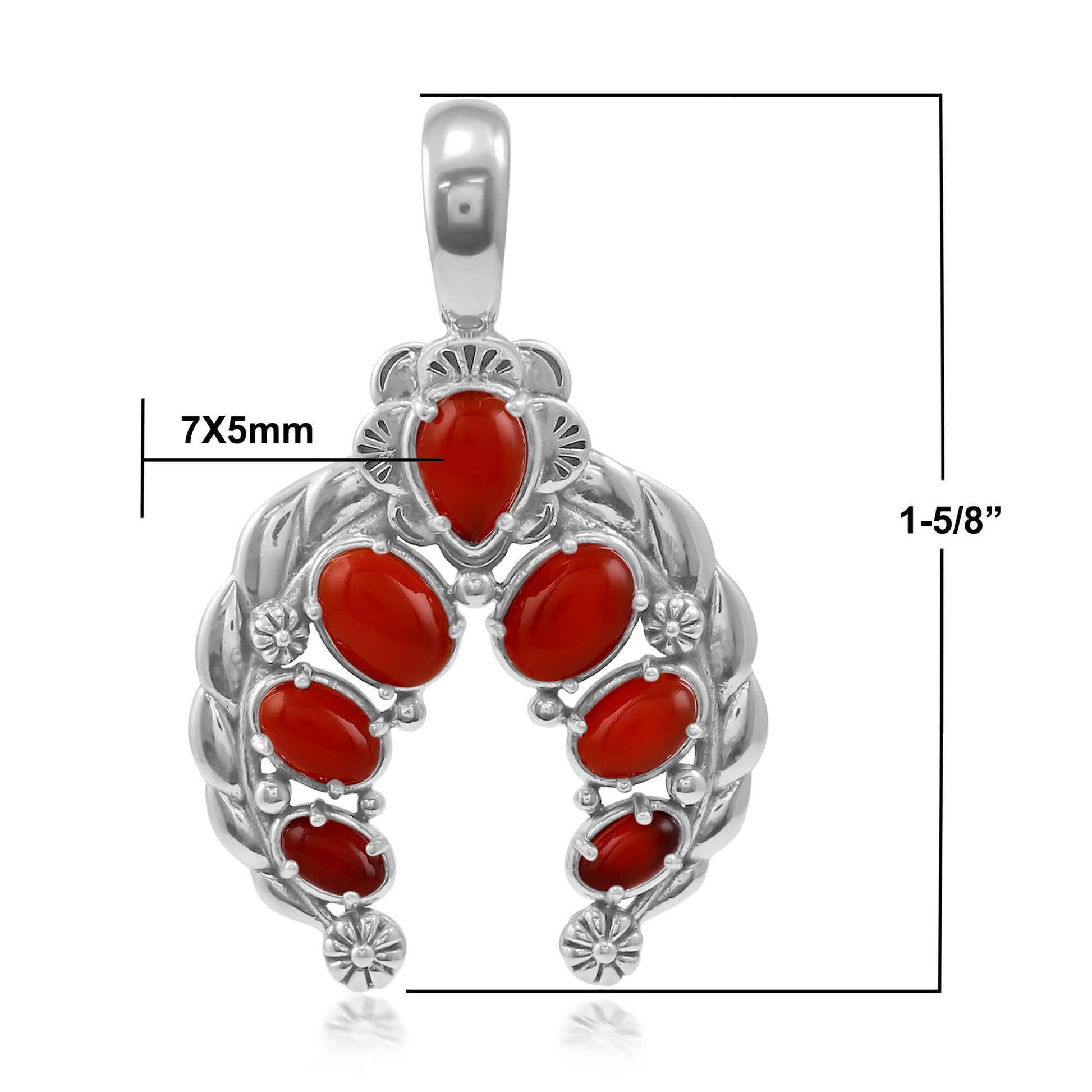 Sterling Silver Red Onyx Twisted Rope Naja Pendant Enhancer