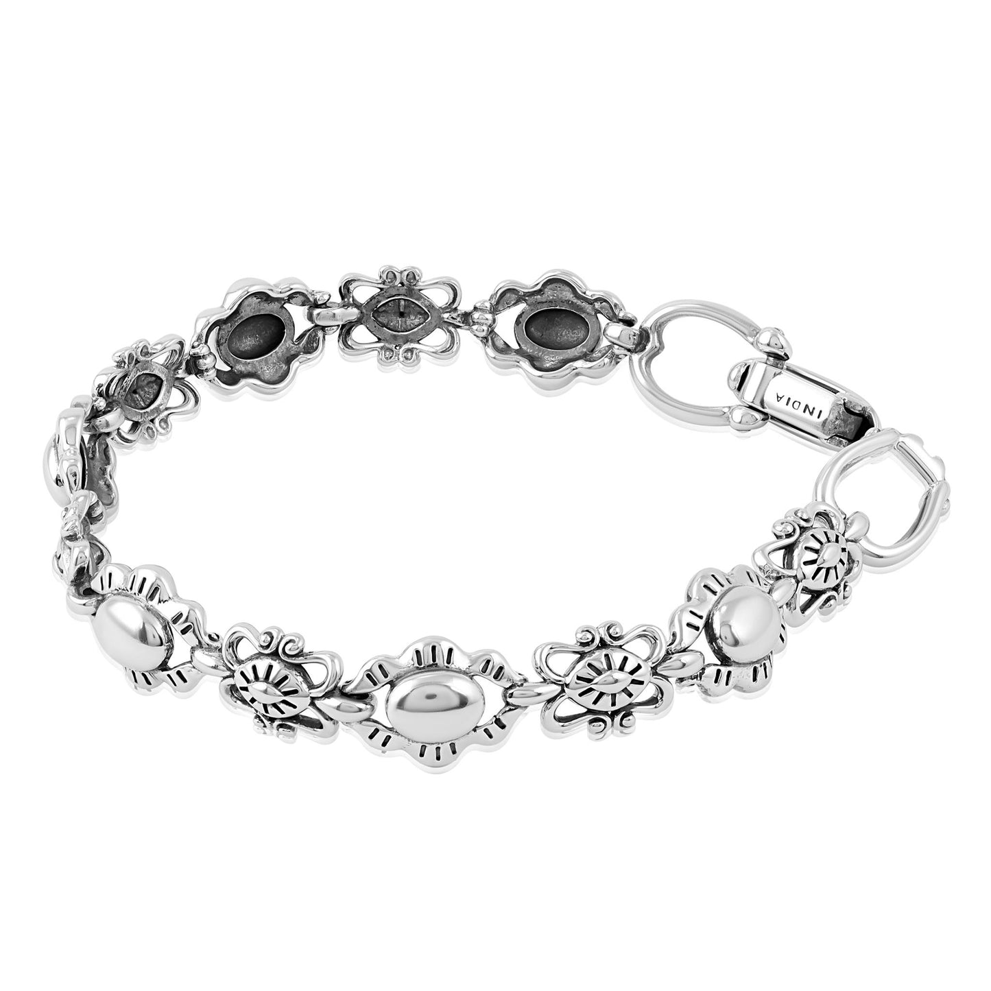 Sterling Silver Concha Link Bracelet, Sizes Small to Large