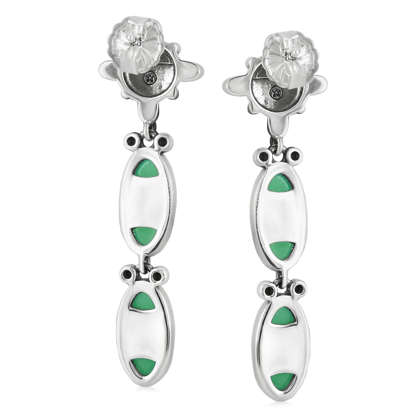 Sterling Silver Chrysoprase Oval Concha Earrings