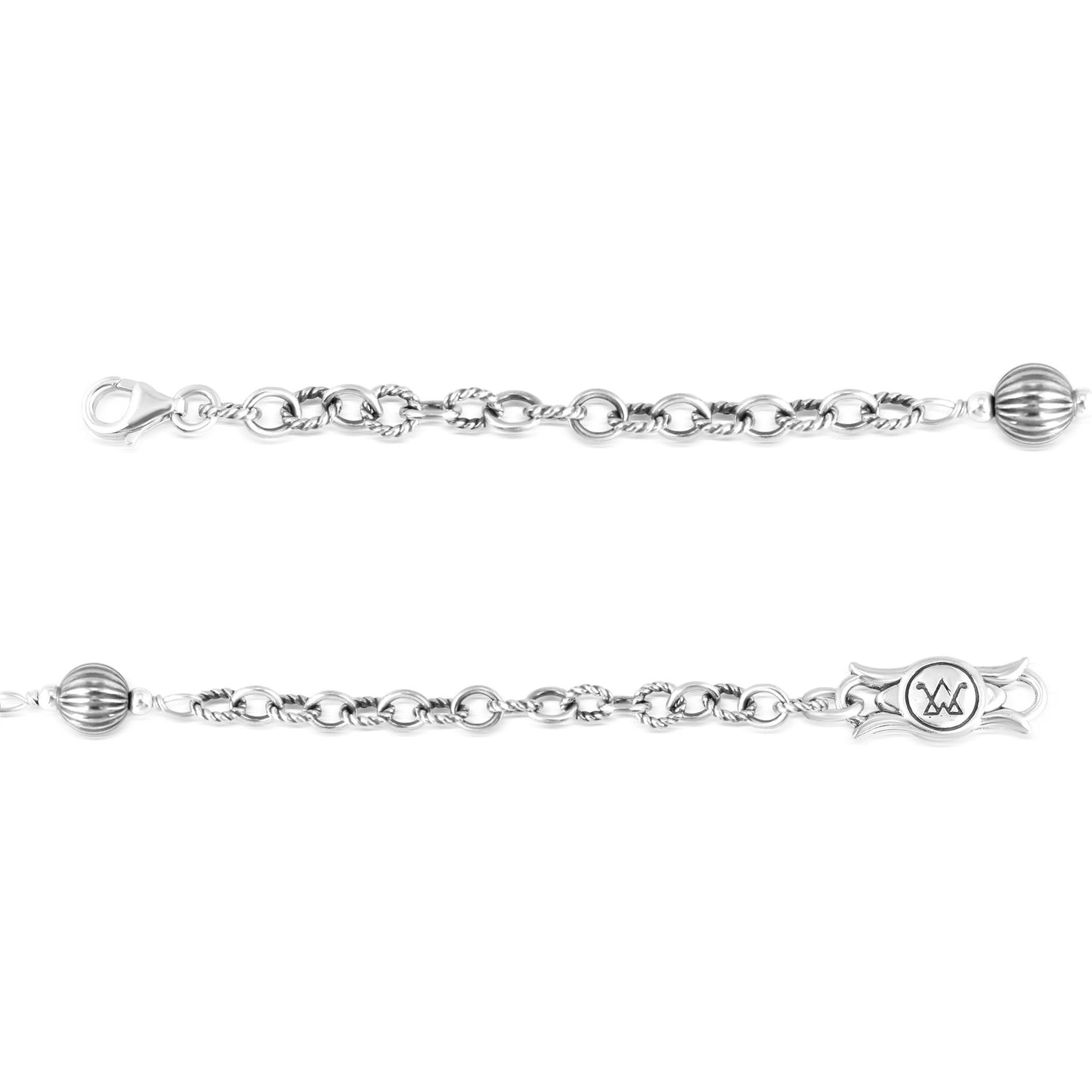 Sterling Silver Bead and Textured Oval Necklace