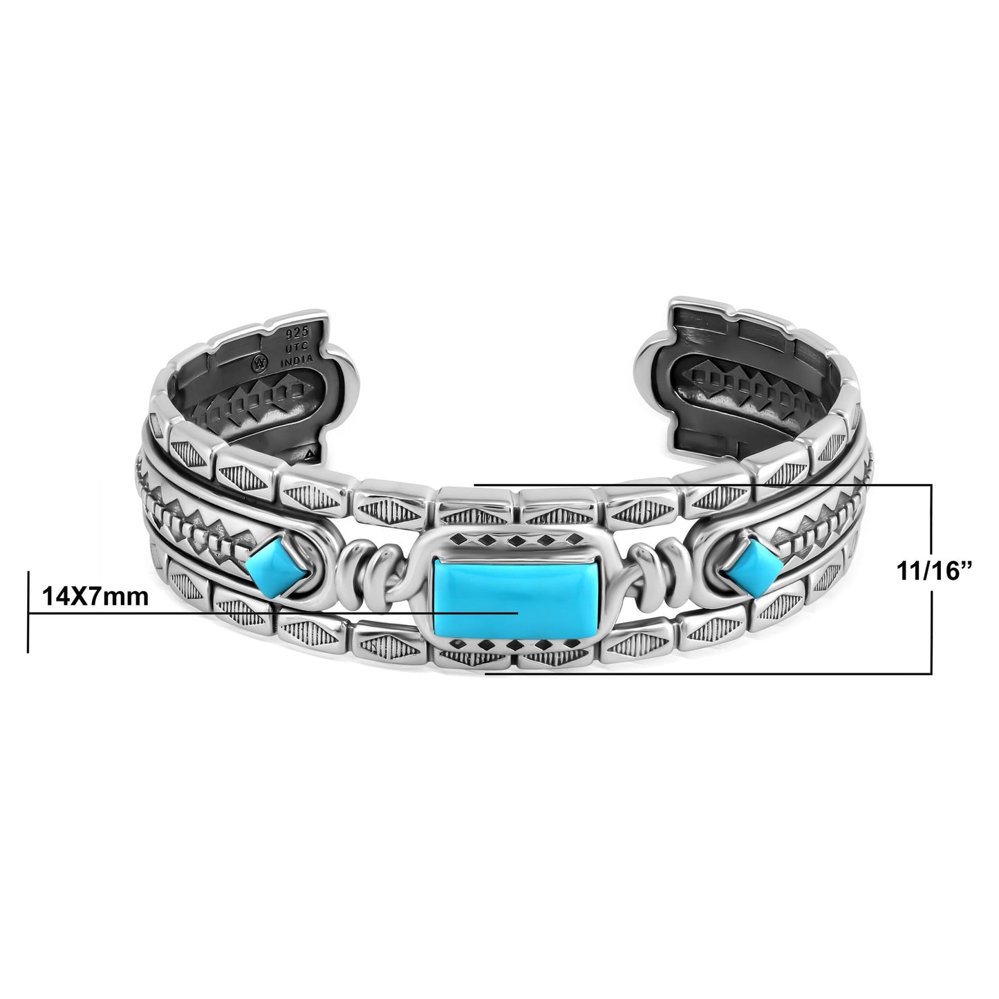 LIMITED EDITION! Sterling Silver Sleeping Beauty Turquoise Textured Layered Cuff Bracelet