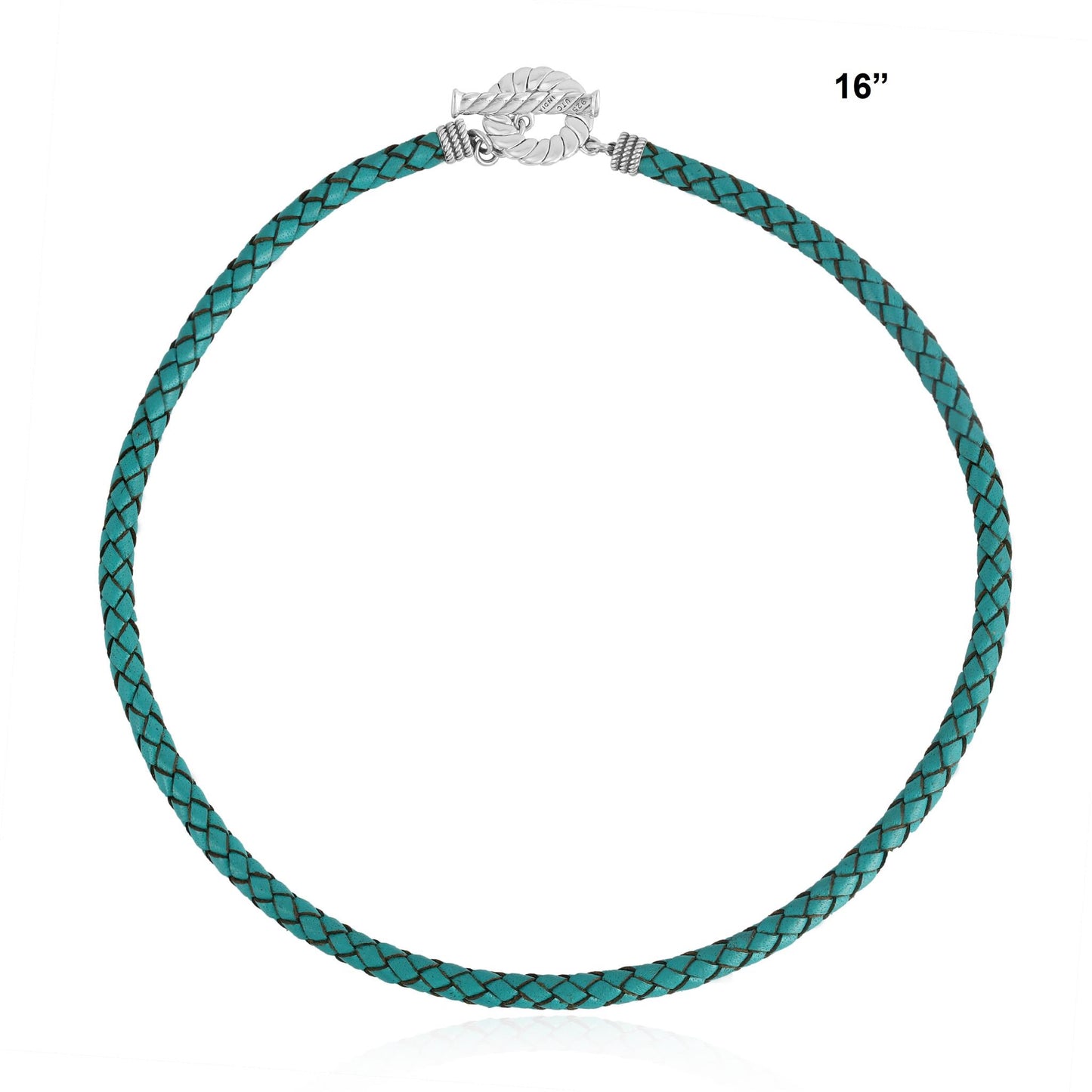 Sterling Silver Braided Turquoise Leather Toggle Necklace