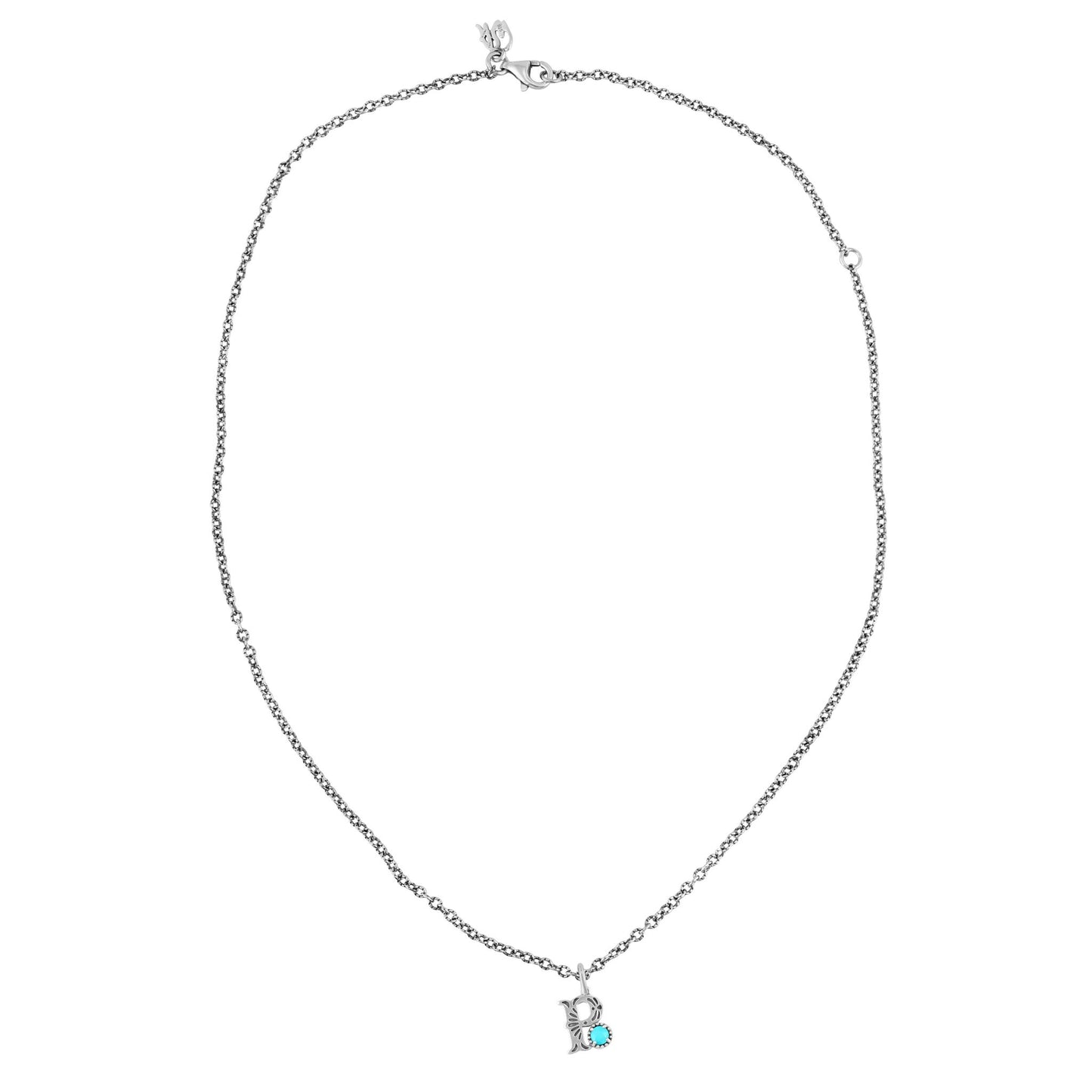 Sterling Silver Sleeping Beauty Turquoise Initial "P" Pendant and Chain Necklace, 17 to 20 Inches