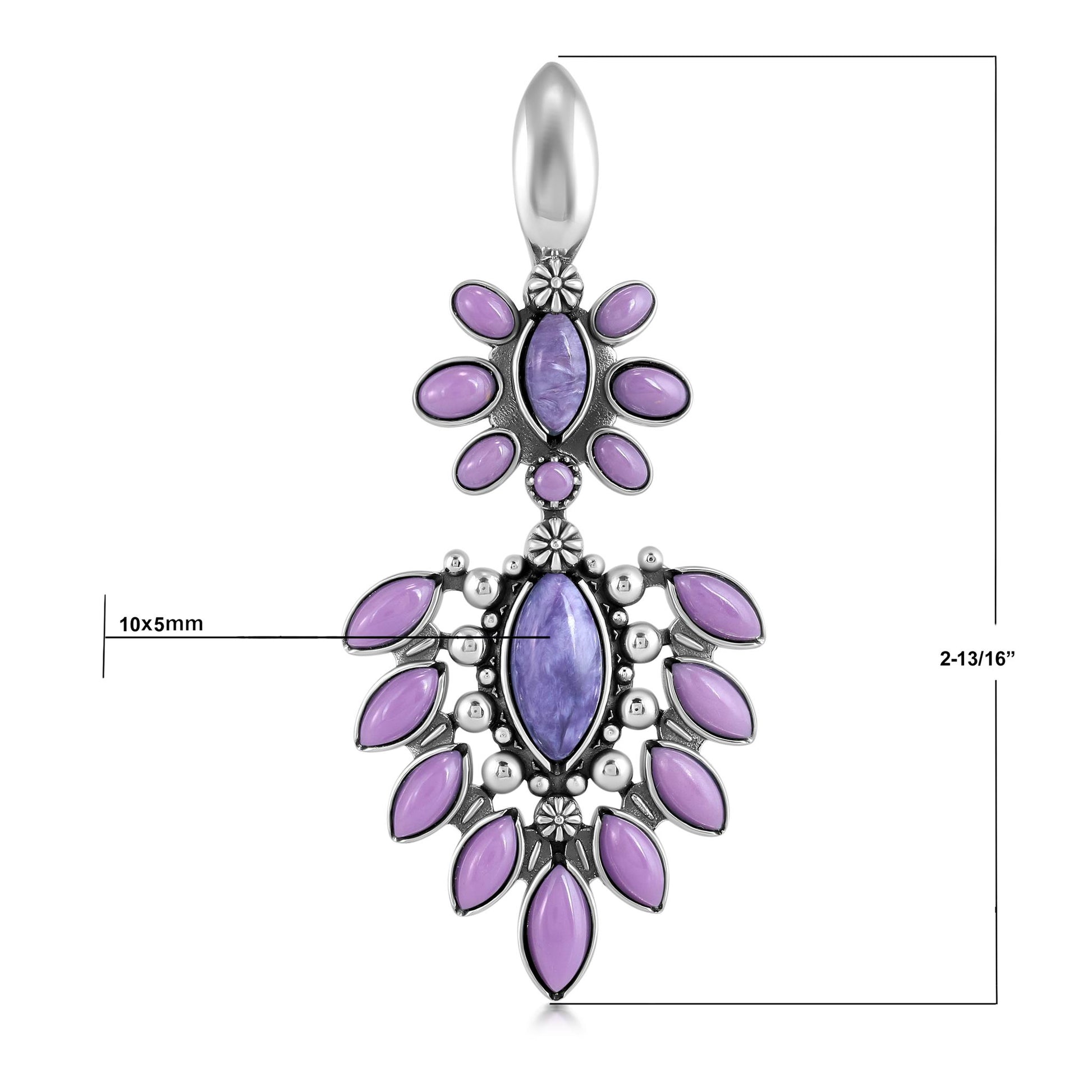 EXCLUSIVELY OURS! Sterling Silver Charoite and Phosphosiderite Oval and Marquise Pendant Enhancer